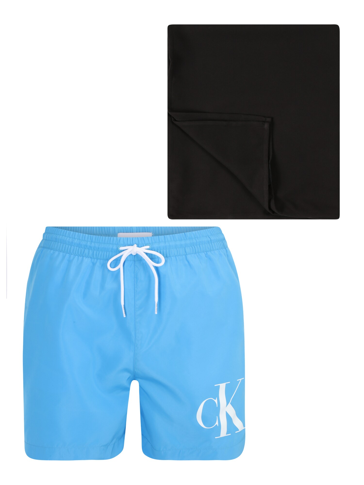 Calvin Klein Swimwear Plavecké šortky  azúrová / čierna / biela