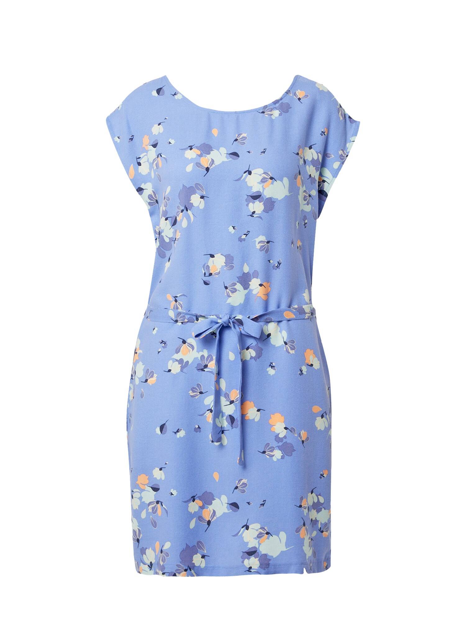 GREENBOMB Vestido 'Flowerful'  turquesa / azul fumado / alperce / offwhite