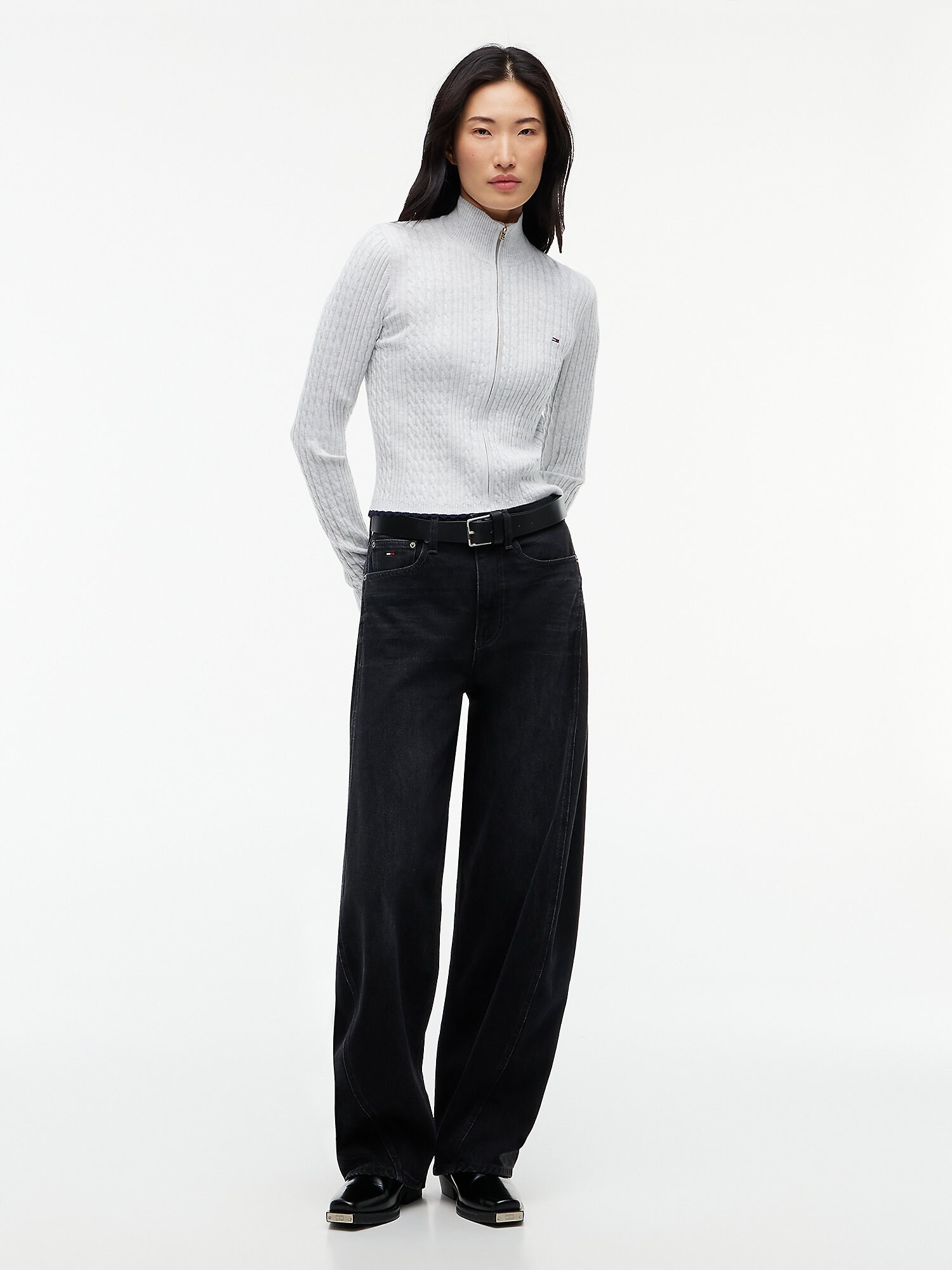 Tommy Jeans Cárdigan gris / negro – imagen 3