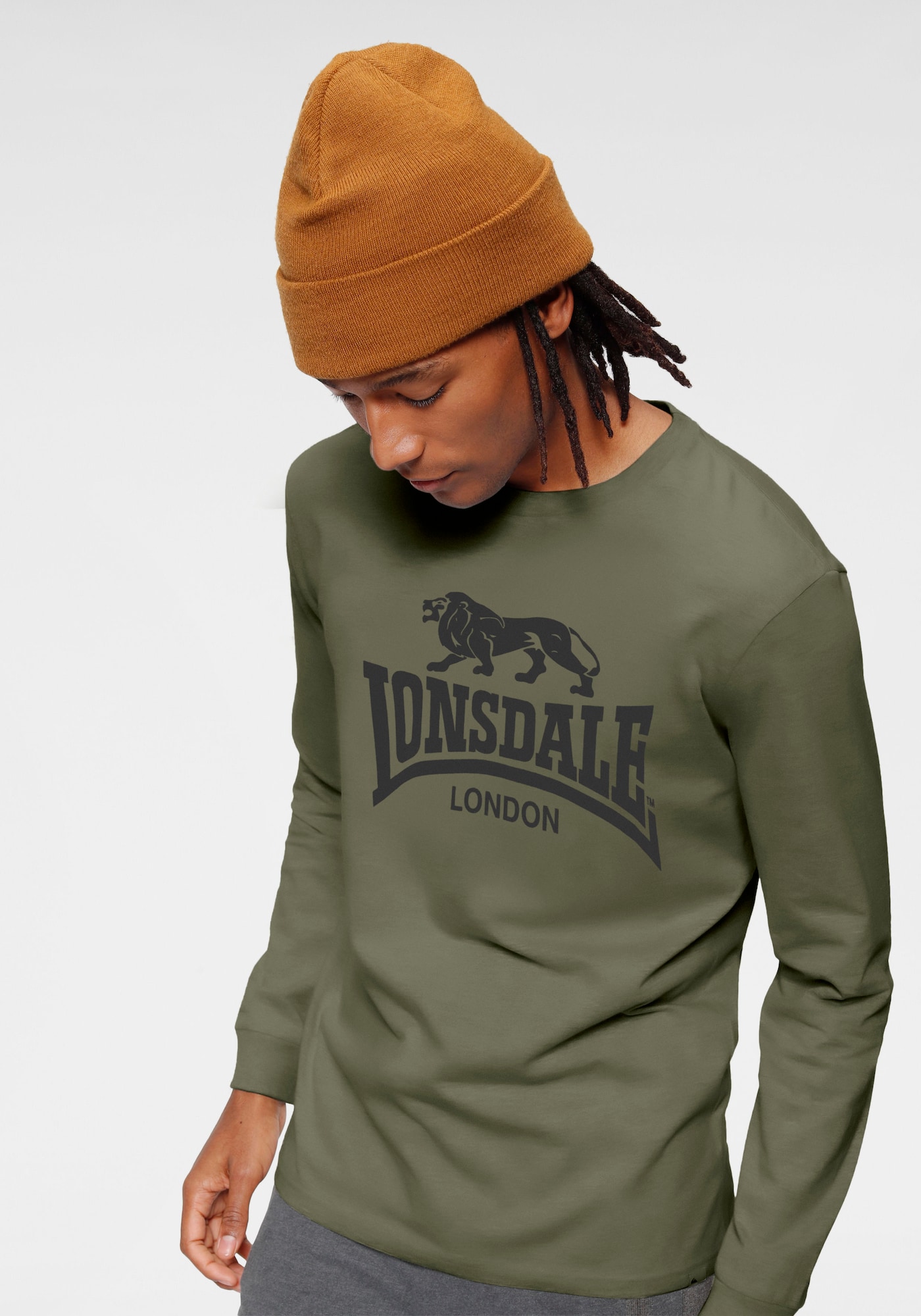 LONSDALE Póló khaki / fekete termék 2. képe