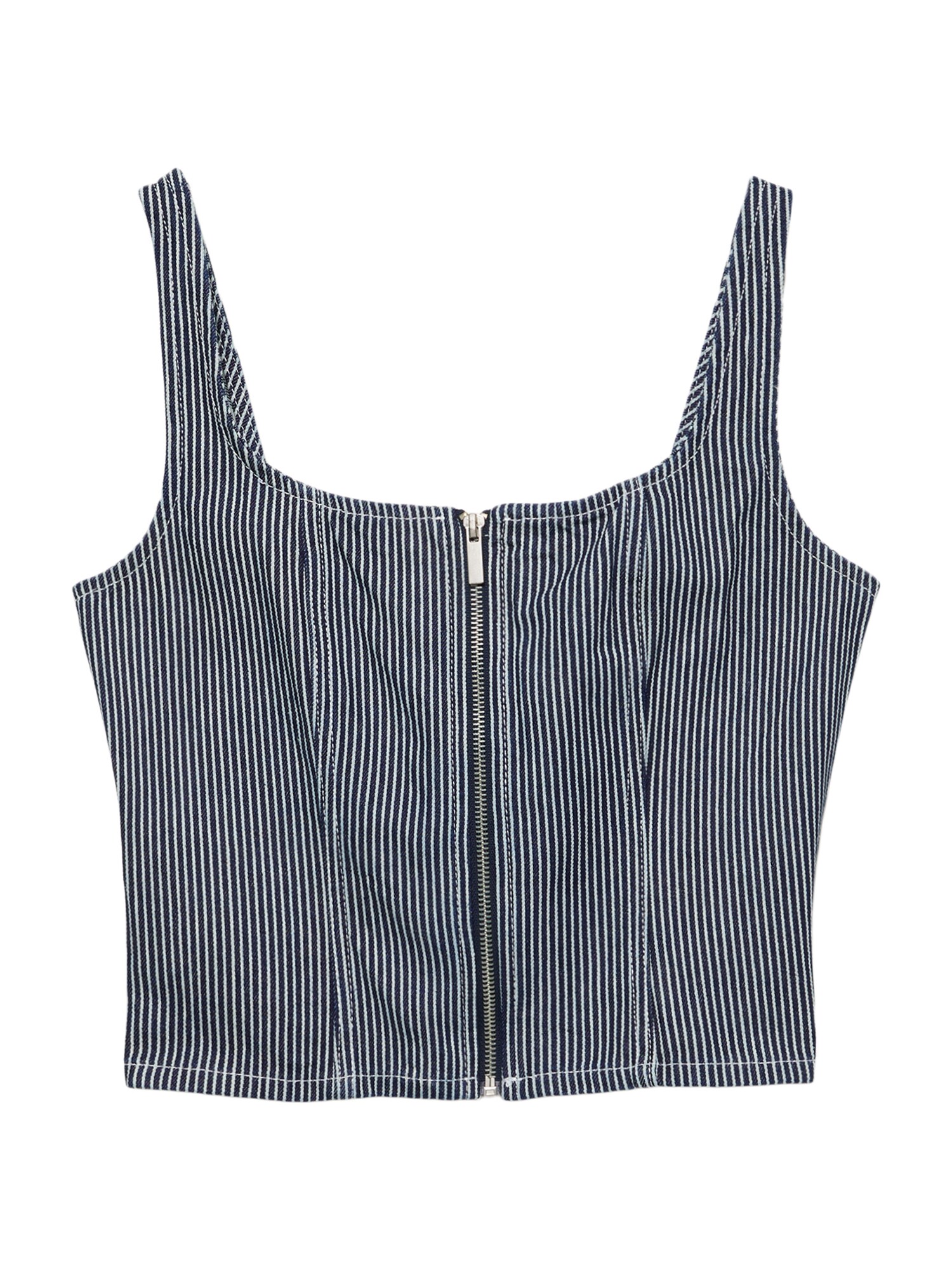 Pull&Bear Top  albastru închis / alb murdar
