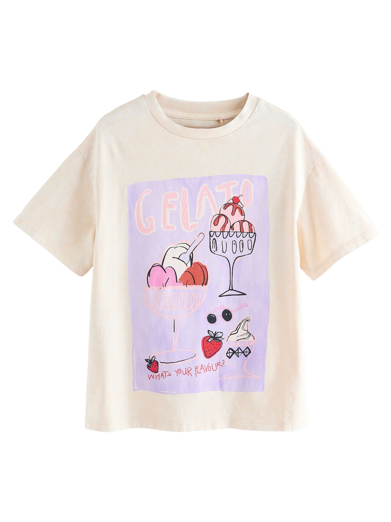Next Tricou  ecru / mov liliachiu / roz / roșu