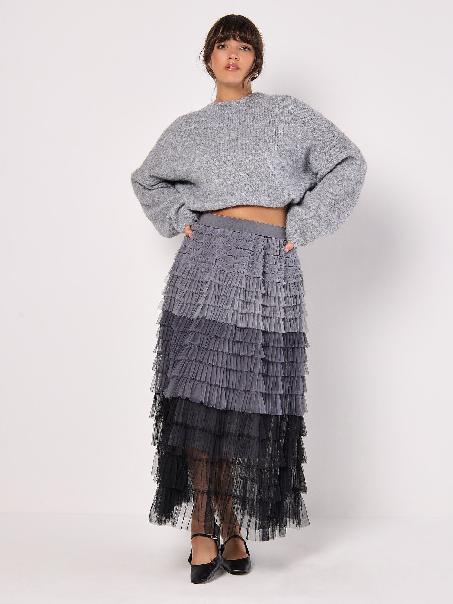 Thumbnail - Apricot Ombre Tulle Midaxi Skirt