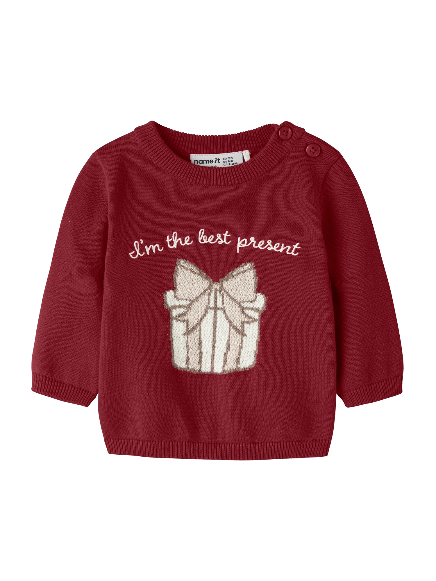NAME IT Pulover NBFRisse crem / gri taupe / roșu bordeaux