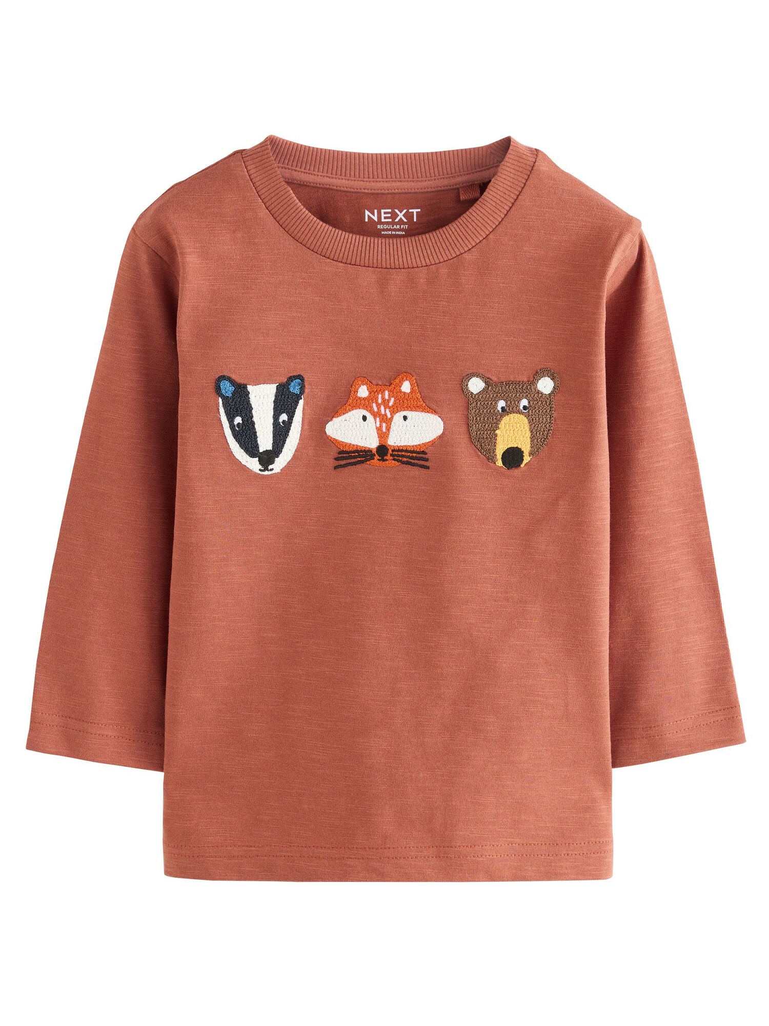 Next Tricou  maro / maro ruginiu / portocaliu / alb