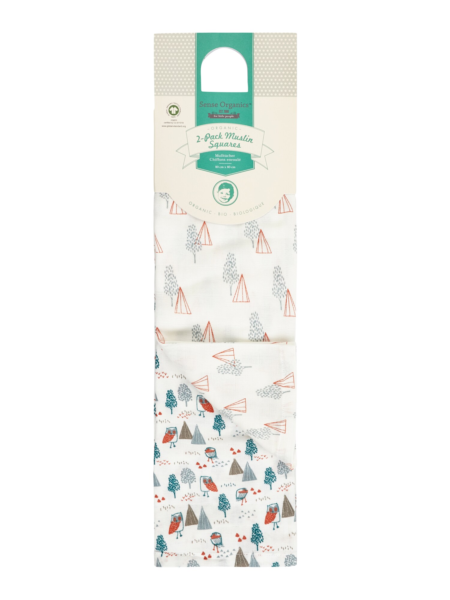 Sense Organics Sauskelnės 'BIOS 2 Pack Muslin squares, 80x80'  mišrios spalvos / balta