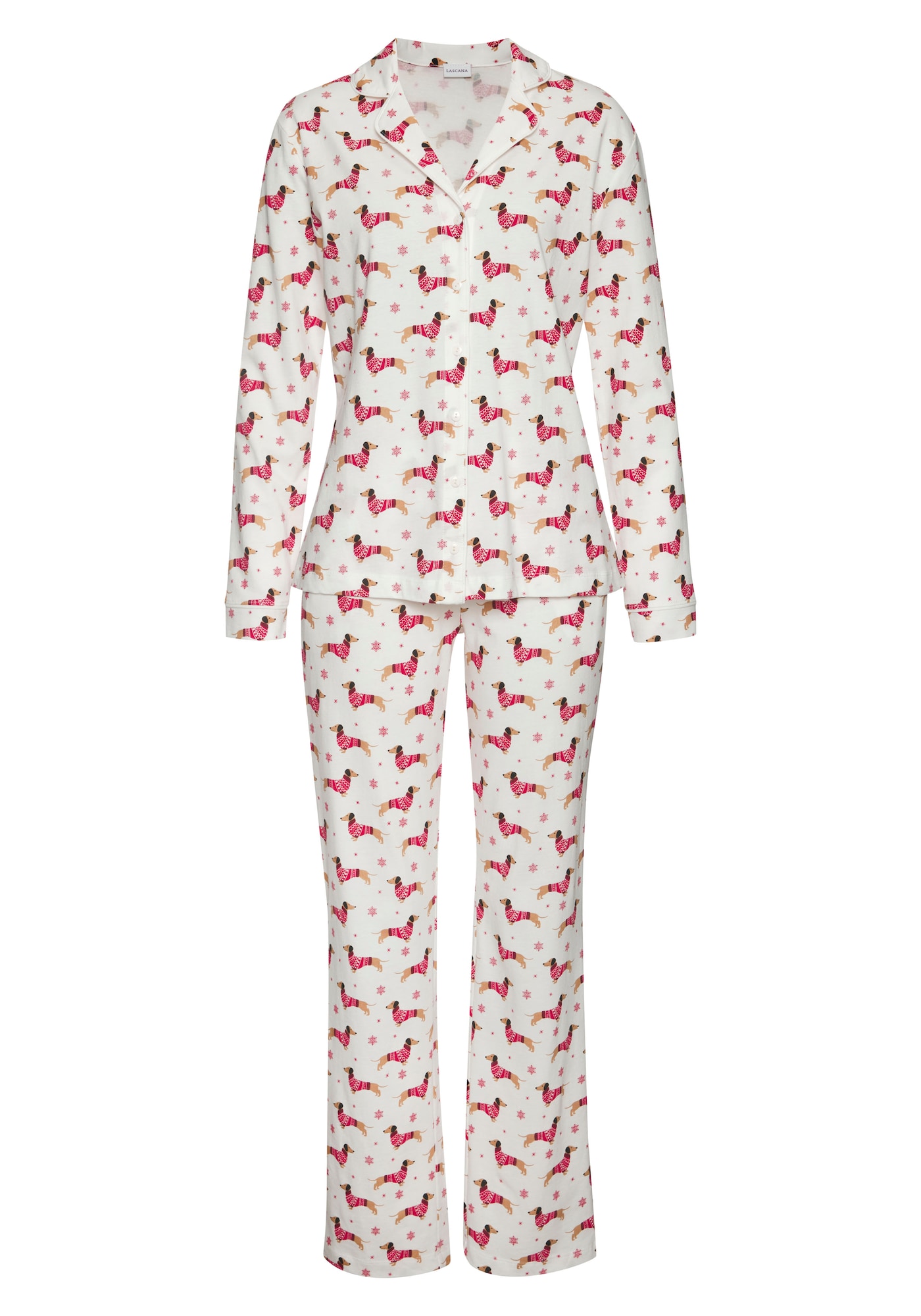 LASCANA Pijama  mai multe culori / roșu / alb