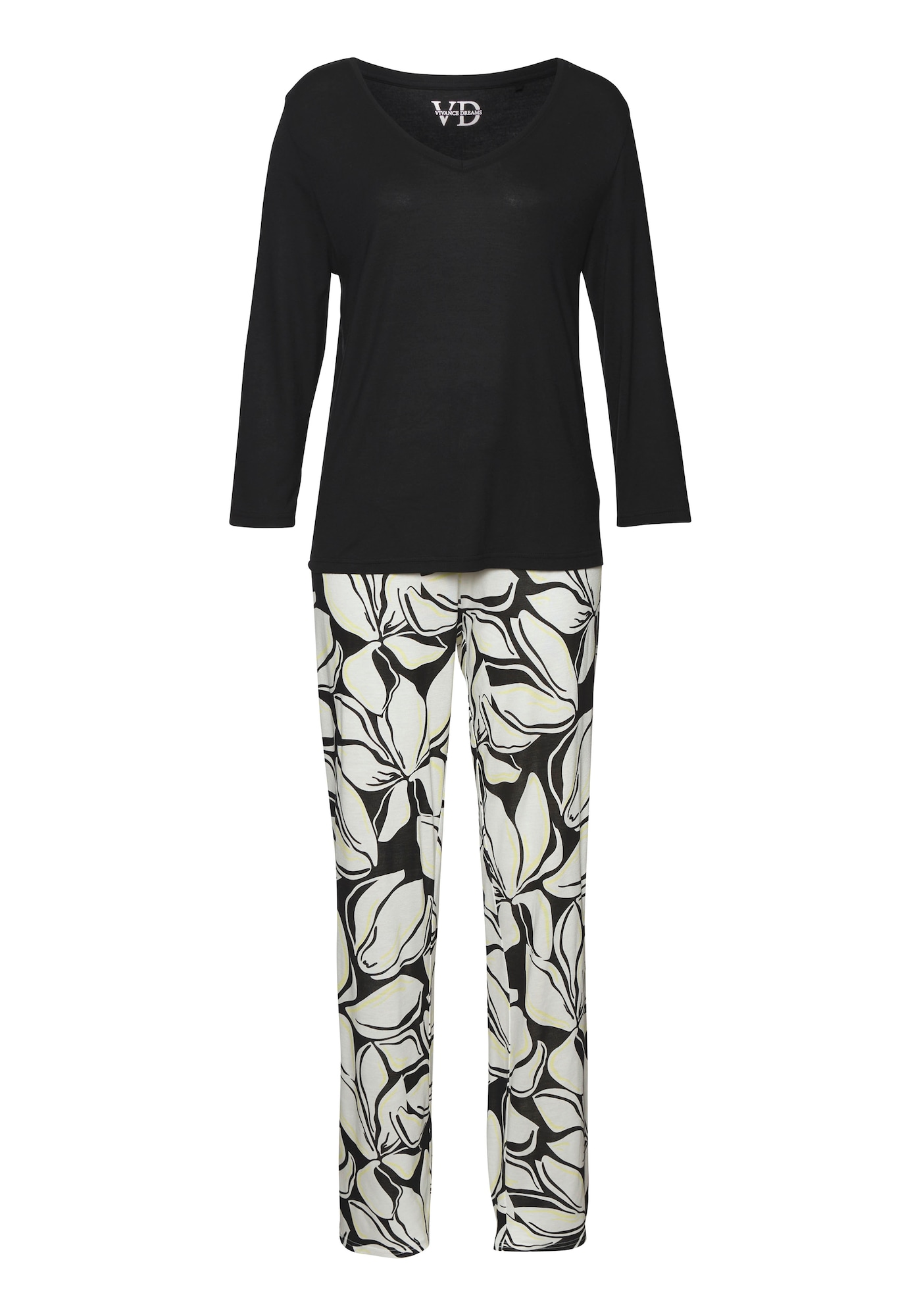 VIVANCE Pijama  negru / alb