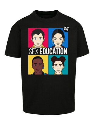 F4NT4STIC Shirt ‘Sex Education Teen Illustrated Netflix TV Series’ Goud / Rood / Zwart / Wit