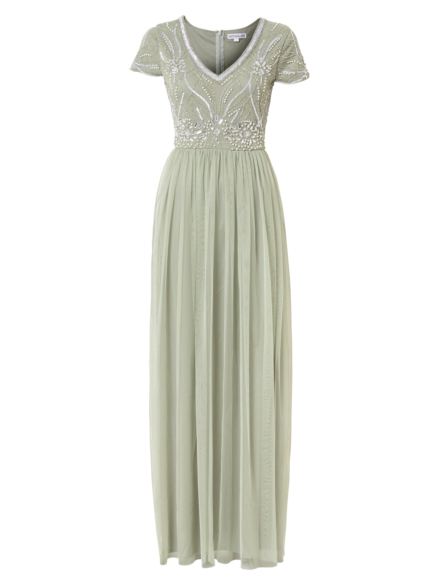 Sistaglam Vakarinė suknelė pastelinė žalia / sidabrinė