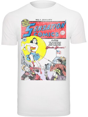 F4NT4STIC Shirt ‘Wonder Woman Sensation Comics Issue 1 Cover’ Blauw / Geel / Rood / Wit