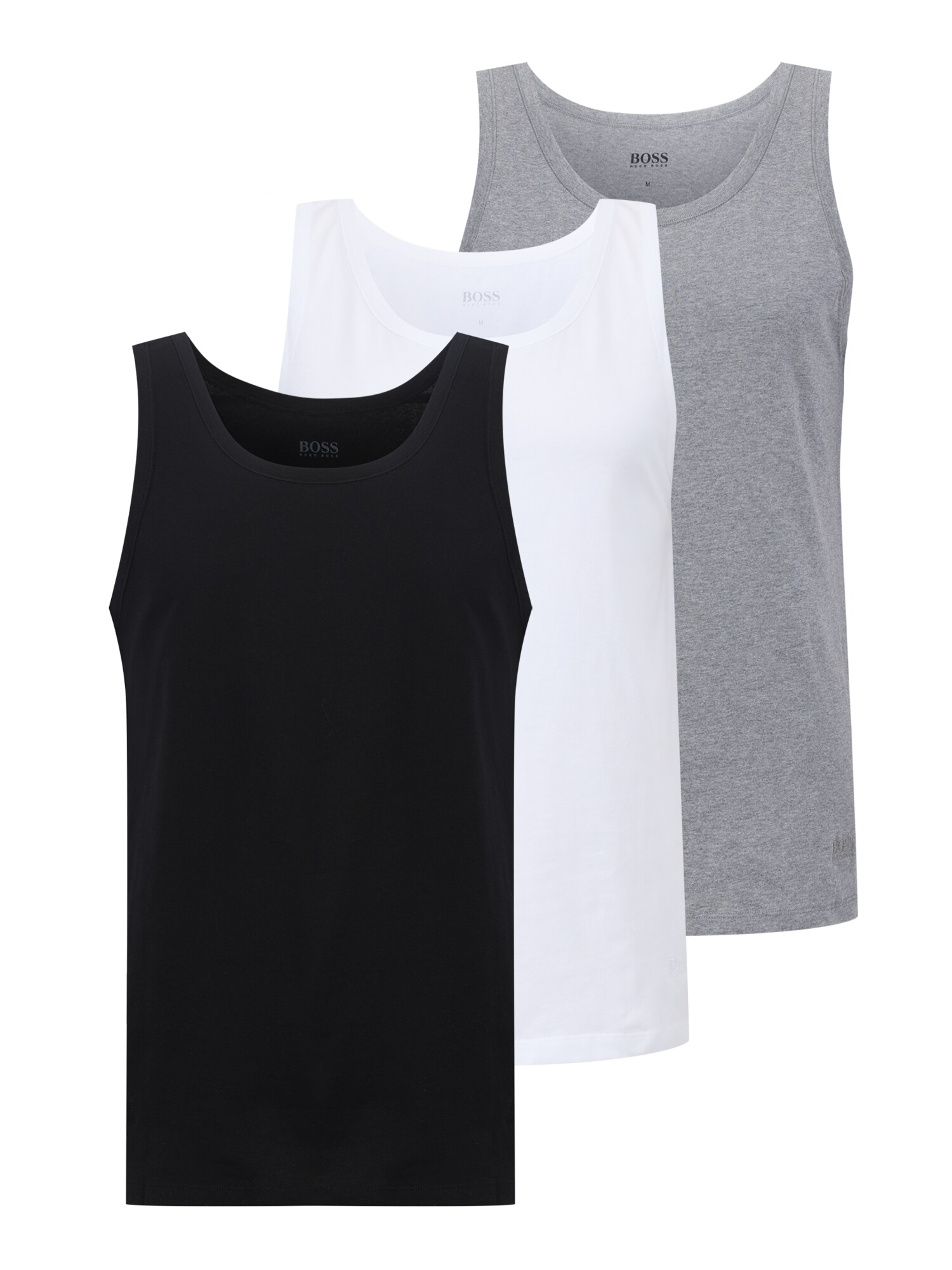 BOSS Black Apatiniai marškinėliai balta / pilka / juoda