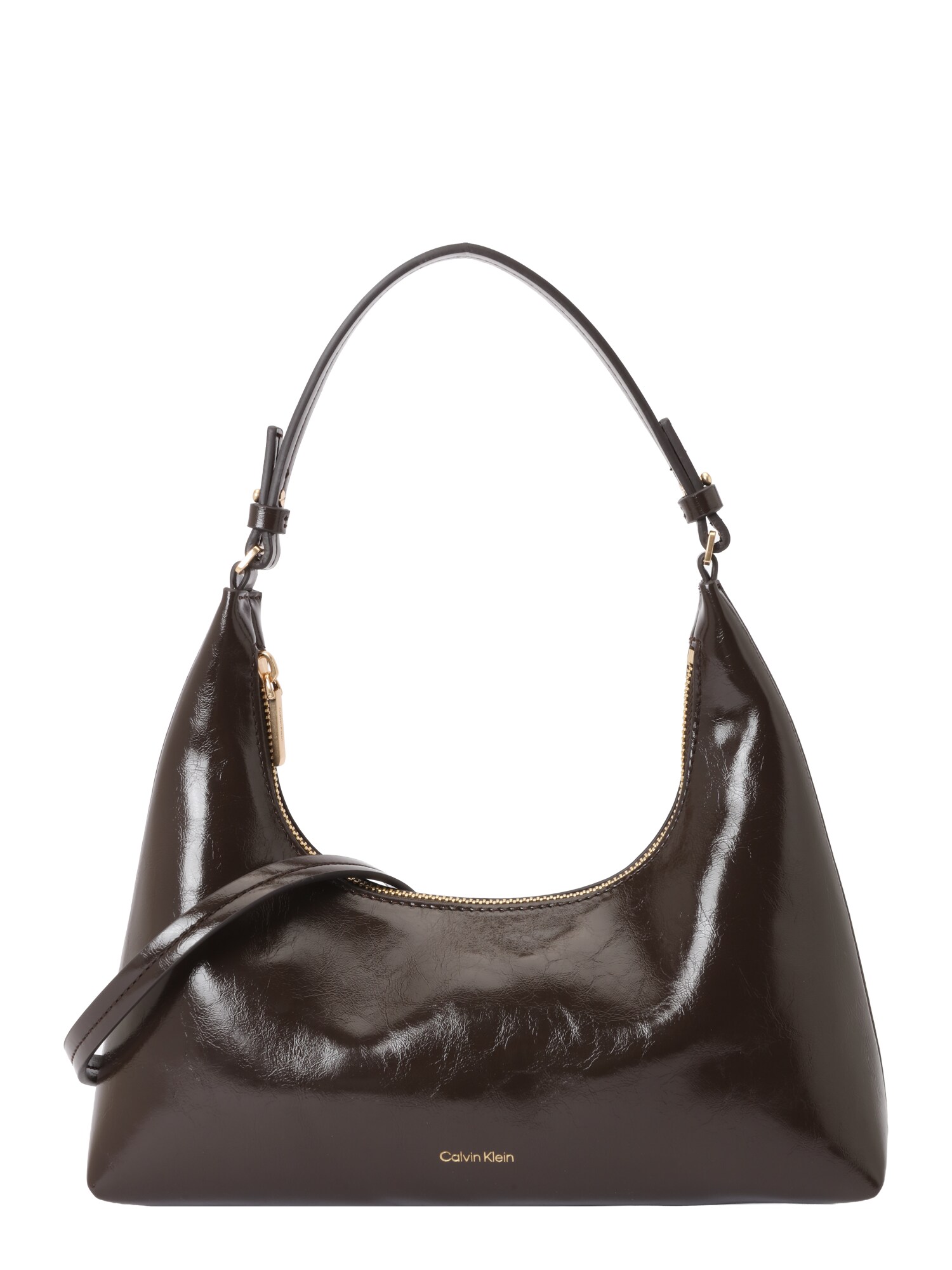 Calvin Klein Geantă de umăr 'Foil Logo Glossy Shoulder'  maro închis