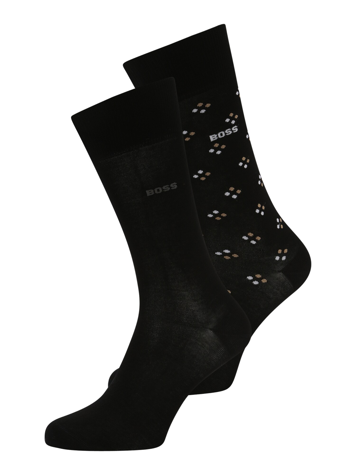 BOSS Black Къси чорапи '2P RS Minipattern MC'  светлокафяво / черно / бяло