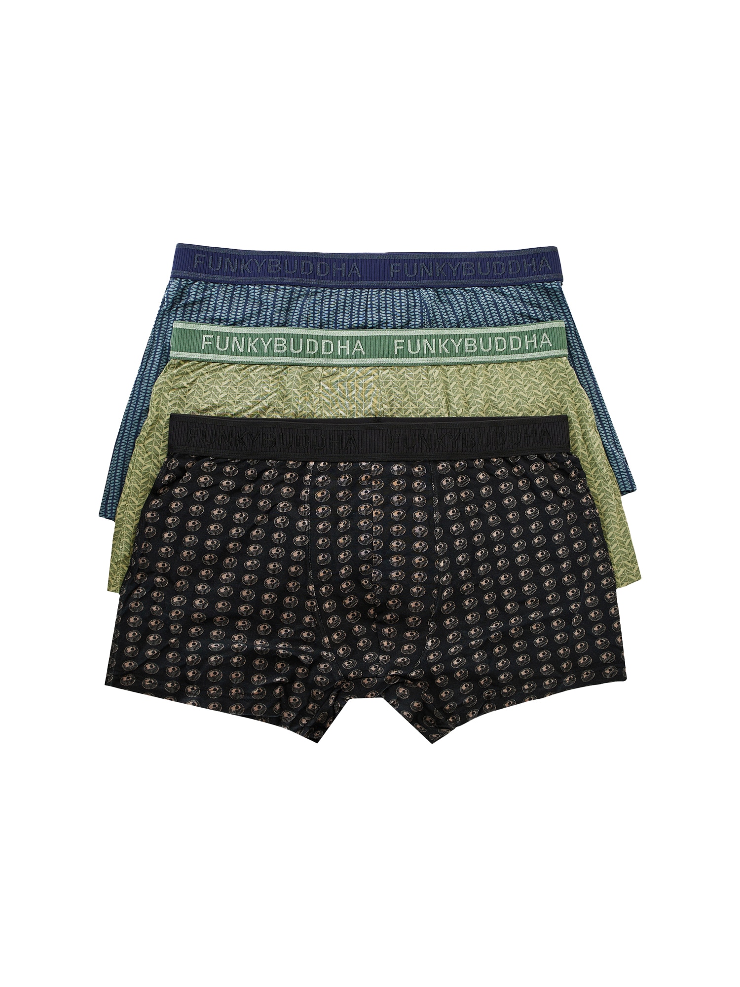 Funky Buddha Boxerky  námornícka modrá / kaki / čierna