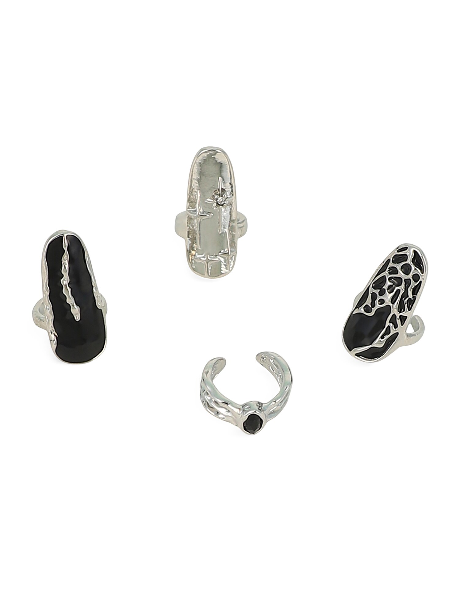 SOHI Inele Kavitha  negru / argintiu