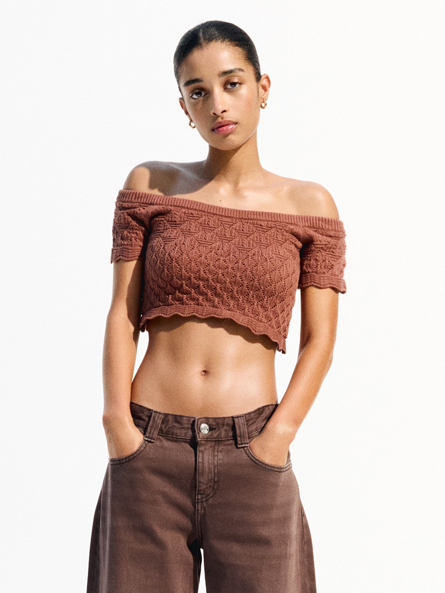 Bershka Pulóver gesztenyebarna termék 2. képe