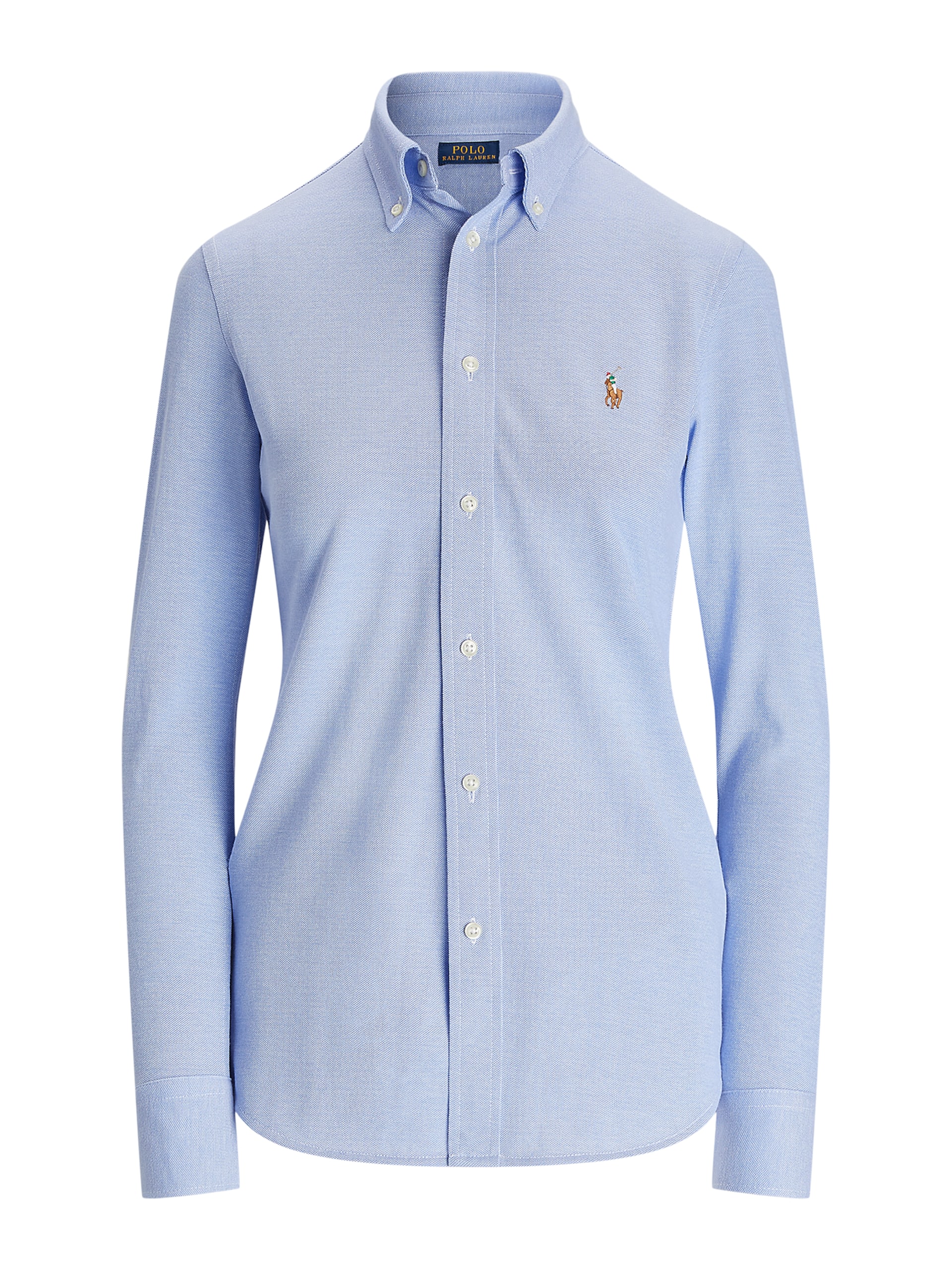 Polo Ralph Lauren Slim fit oxfordskjorta i blå bomullsstickad jersey dam – bild 8