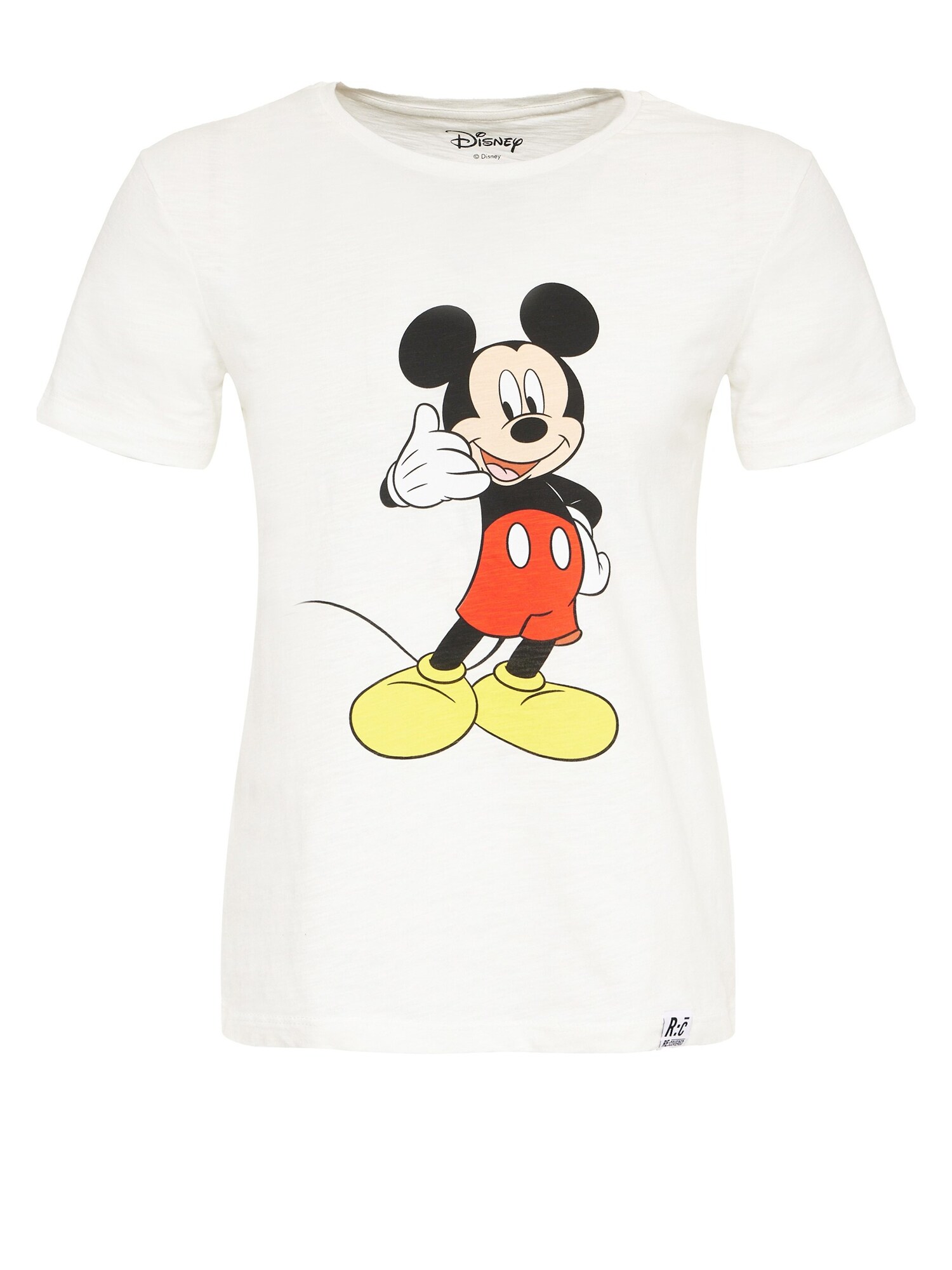 Recovered Marškinėliai 'Mickey Mouse Phone' dramblio kaulo / žaliosios citrinos spalva / juoda / balta