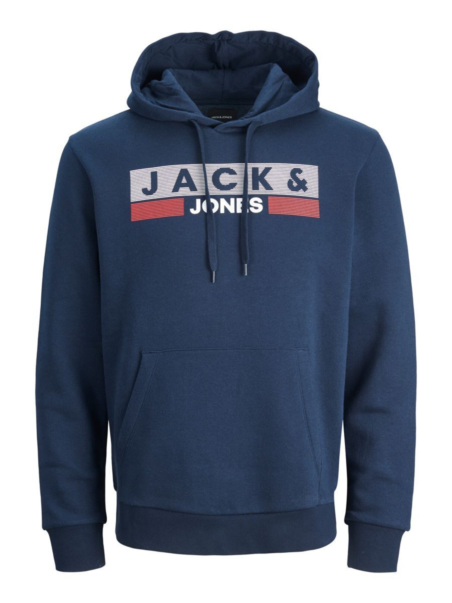 Jack & Jones Plus Mikina 'JJECorp'  modrá / sivá / červená / biela