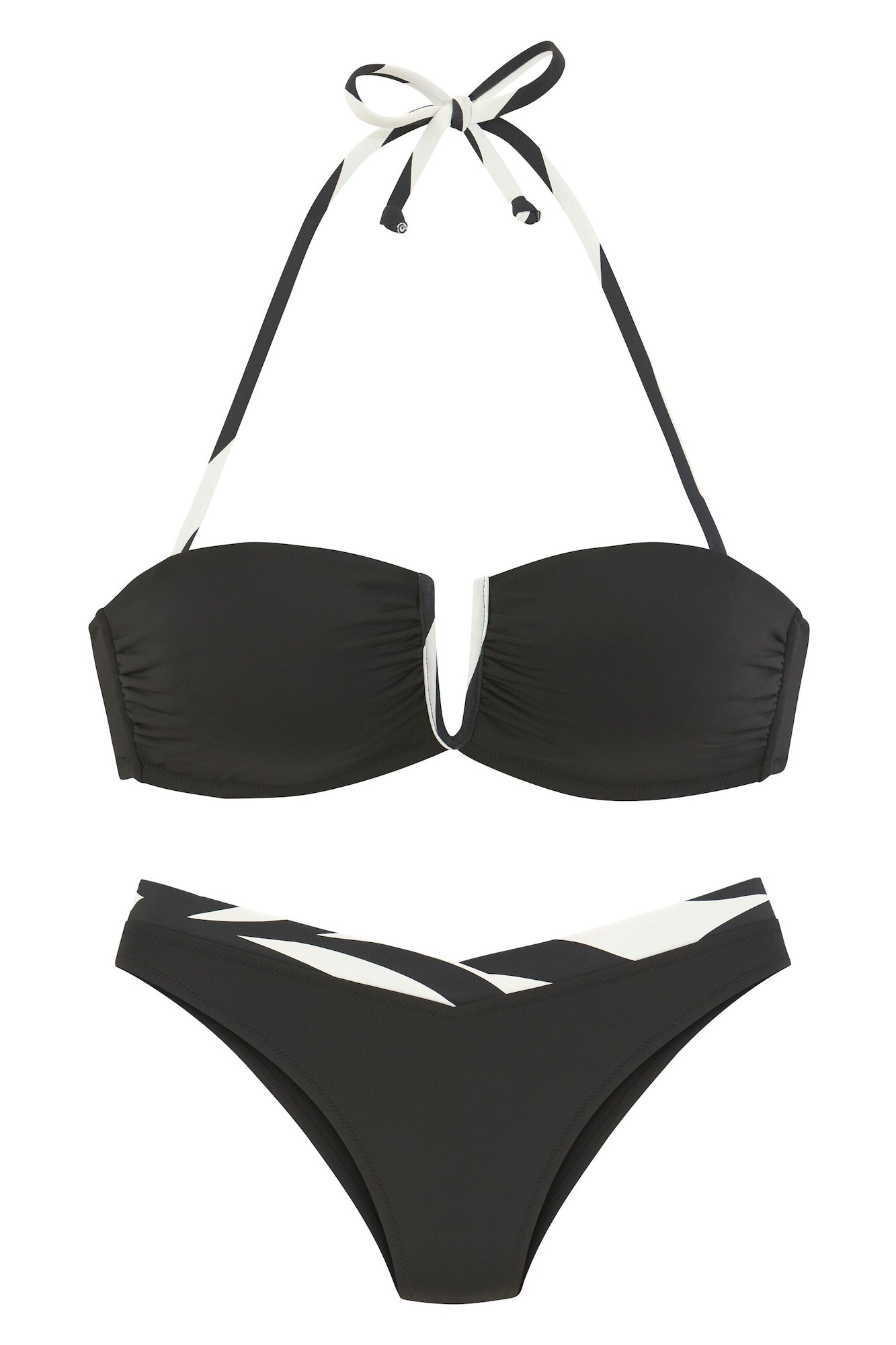 FRENCH CONNECTION Costum de baie două piese  negru / alb