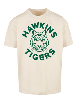 F4NT4STIC Shirt ‘Stranger Things Hawkins Tigers Netflix TV Series’ Lichtbeige / Donkergroen