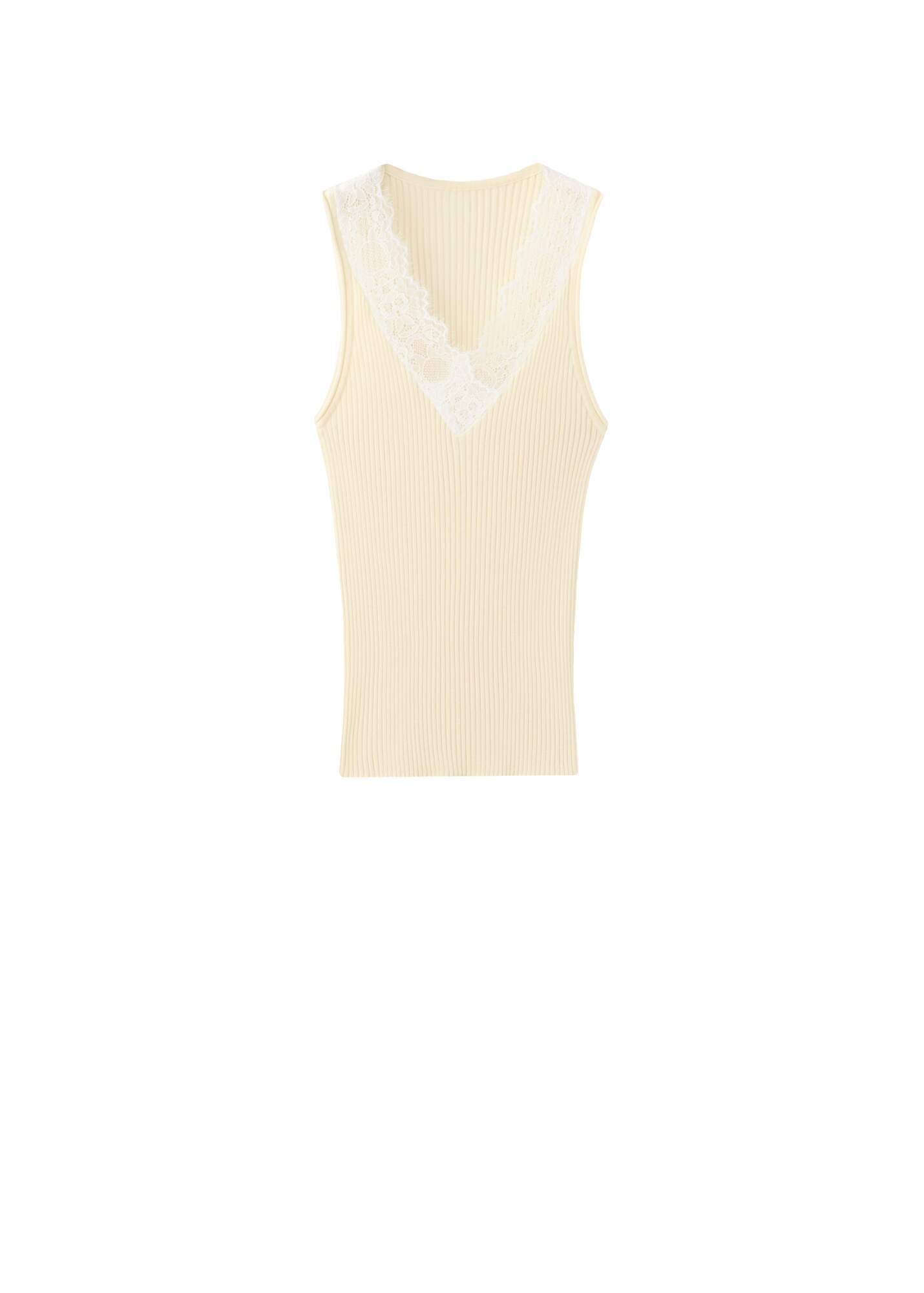 MANGO Top brodat BIBI galben / alb