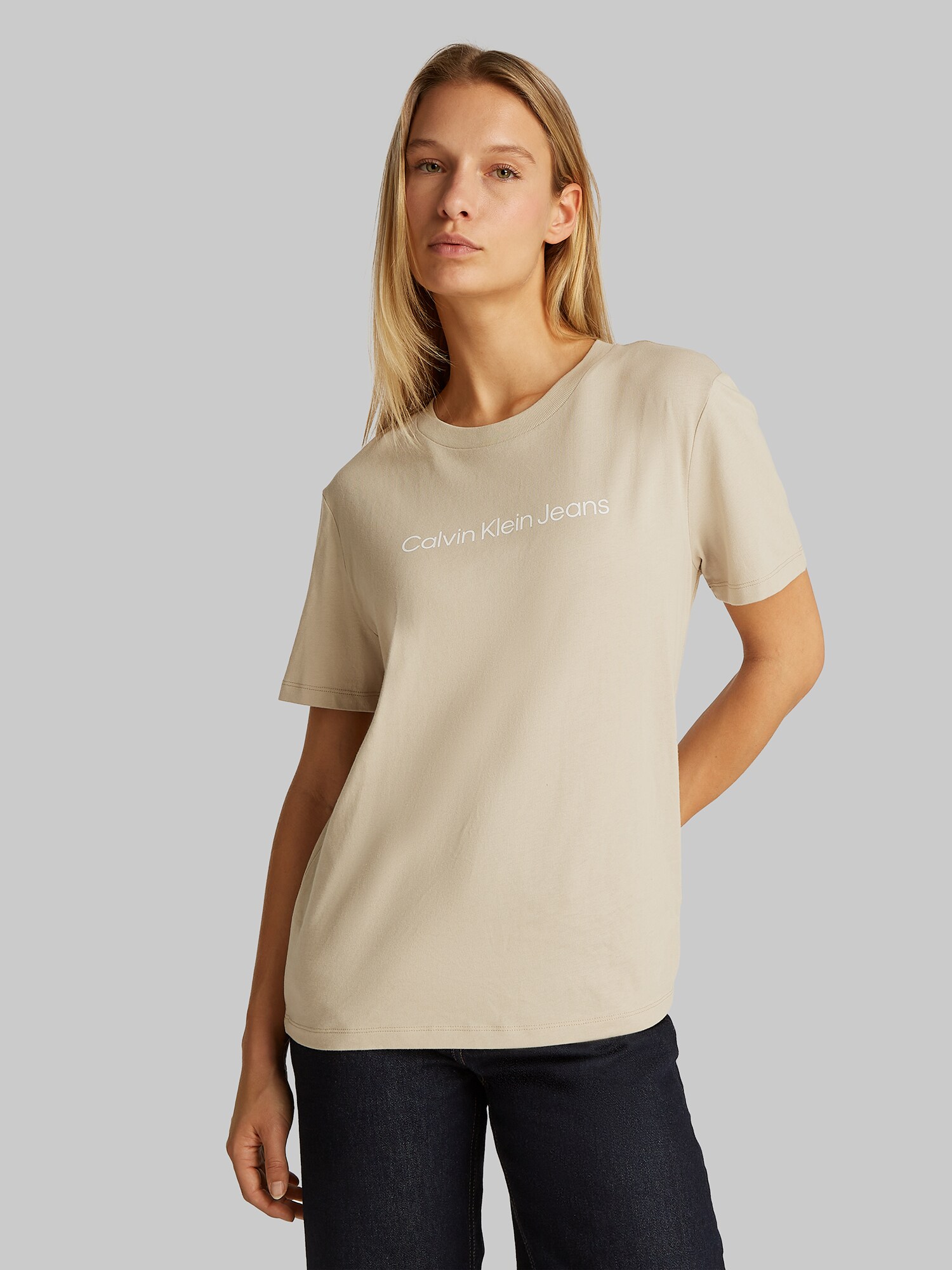 Calvin Klein Jeans Póló  bézs / fehér termék 2. képe