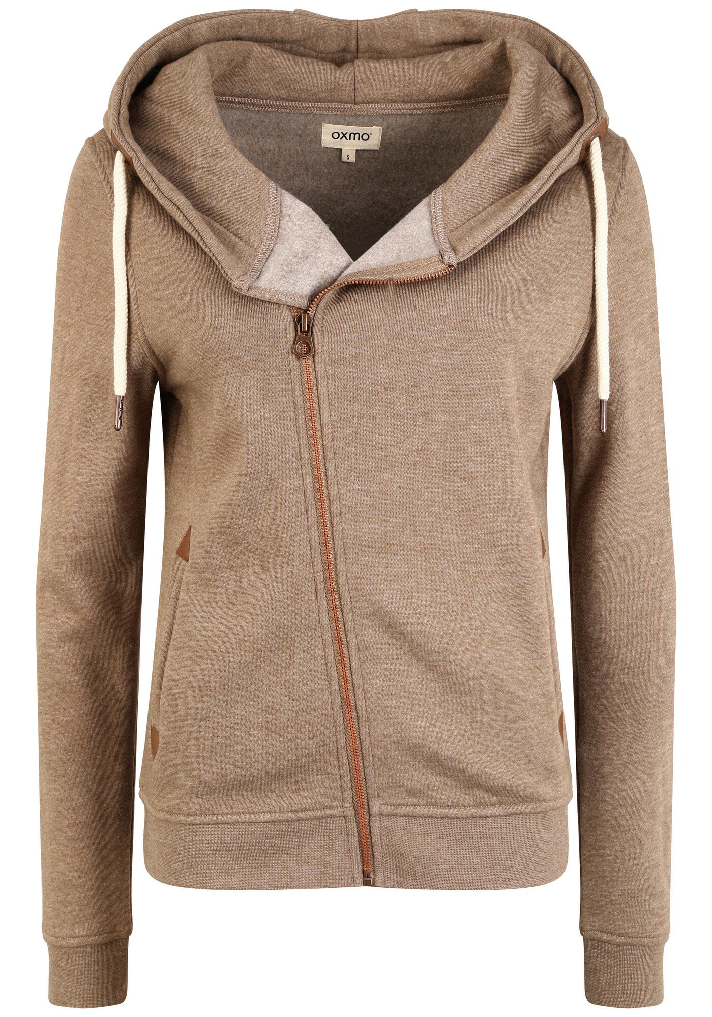 Oxmo Sudadera con cremallera 'Vicky'  marrón claro