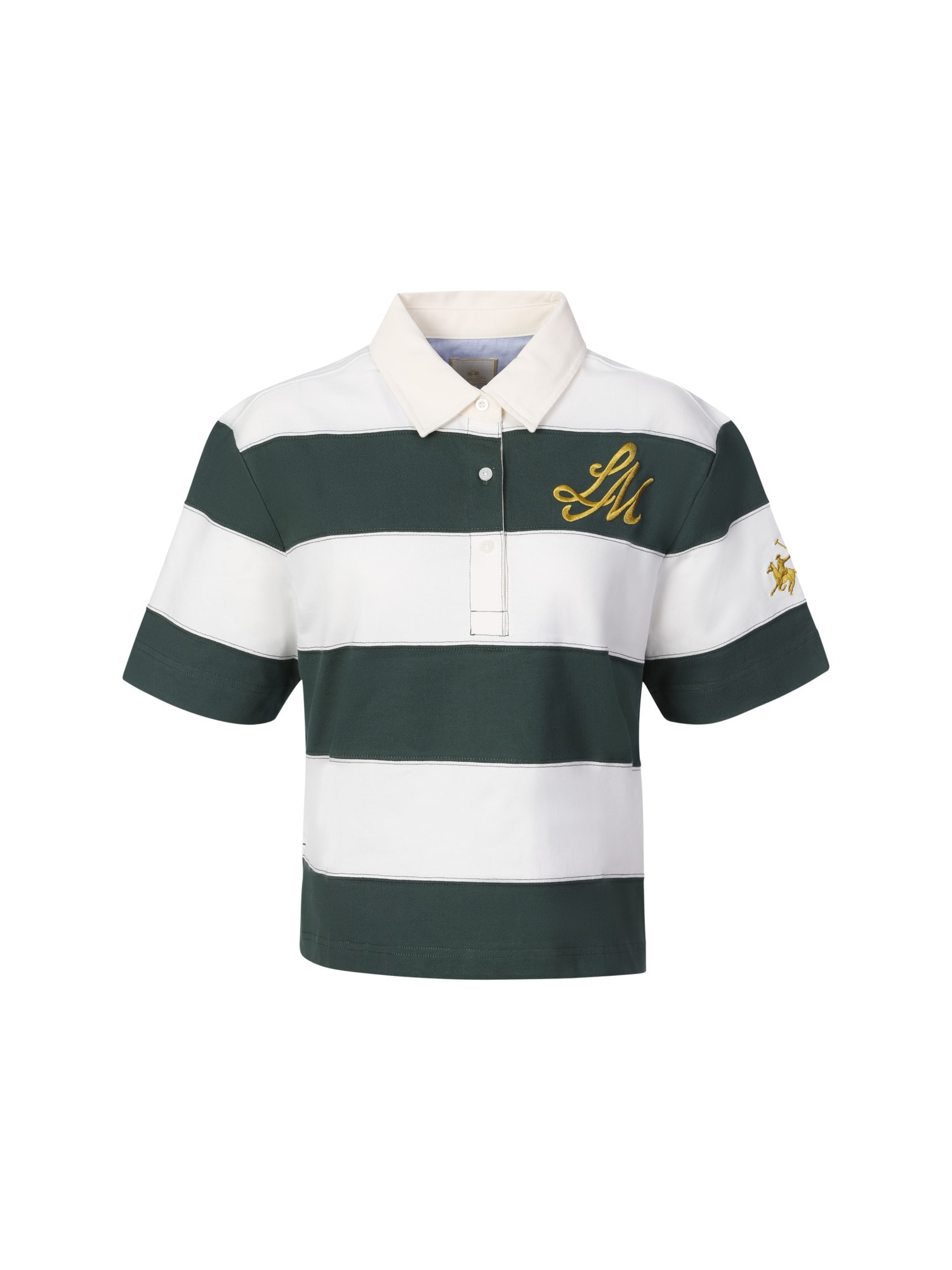 La Martina Camiseta ' WCP002 '  verde oscuro / blanco