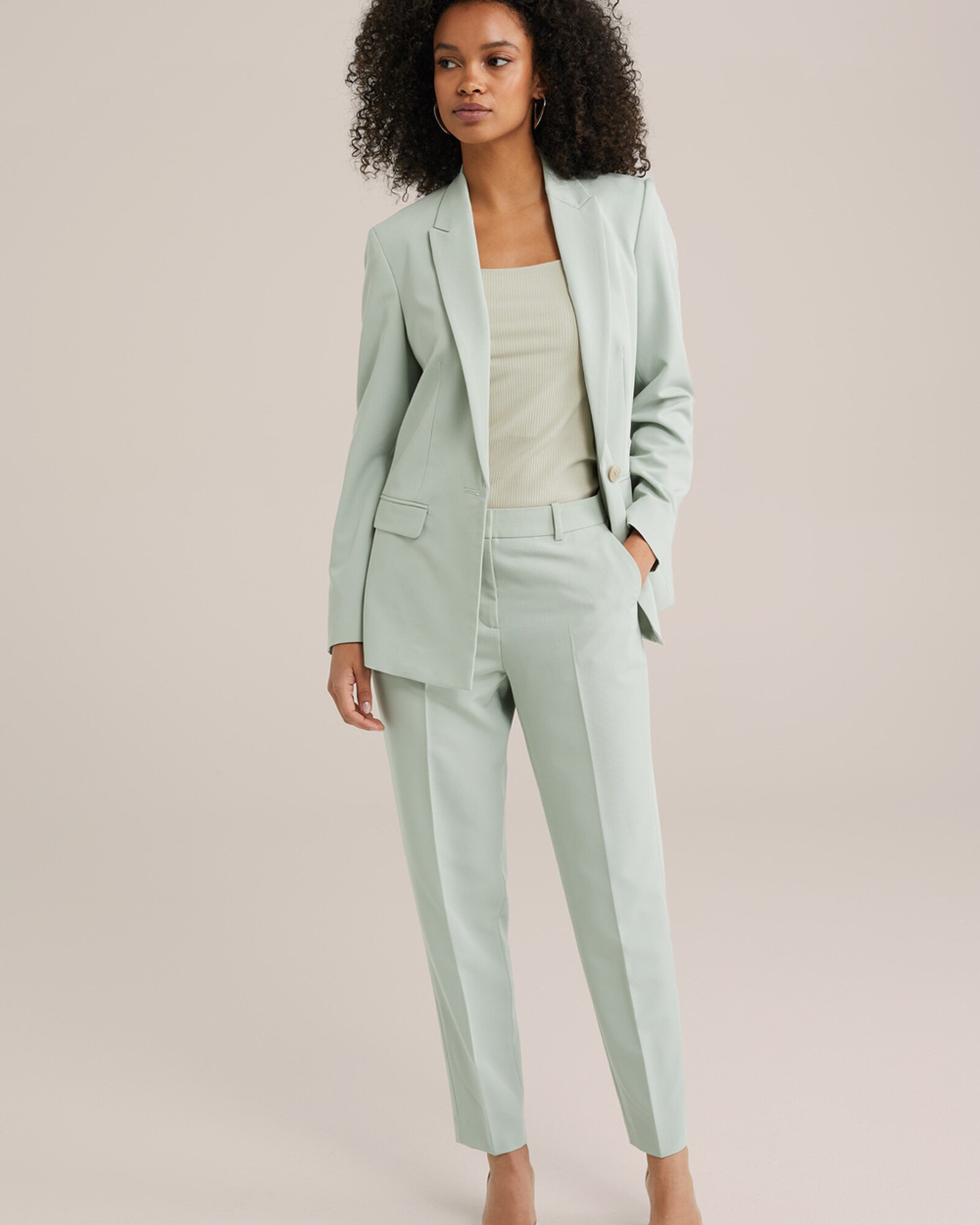 WE Fashion Élére vasalt nadrágok  menta termék 2. képe