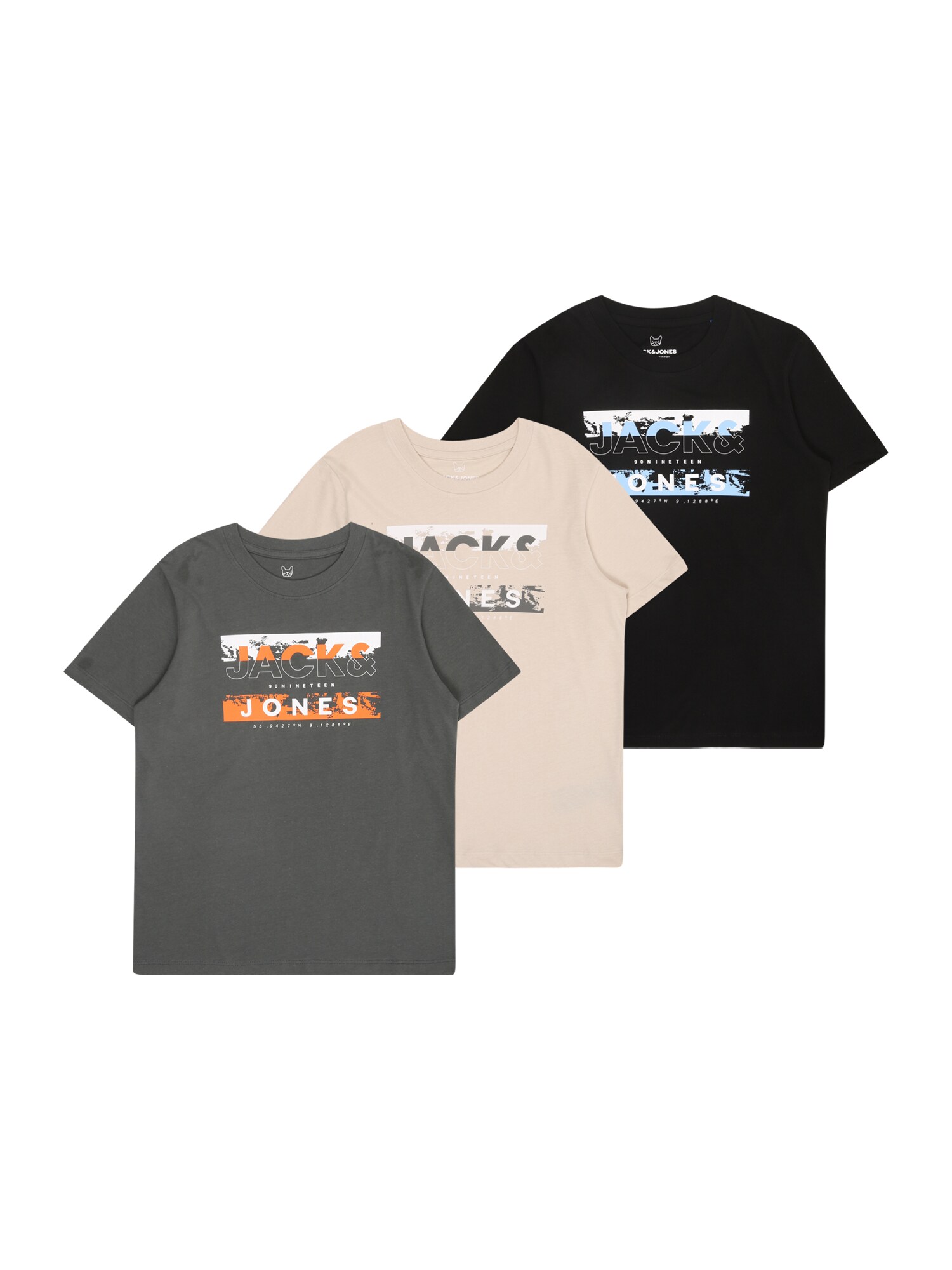 Jack & Jones Junior Póló 'JCOKONTA'  világos bézs / sötétszürke / fekete / fehér akciós termékkép 1