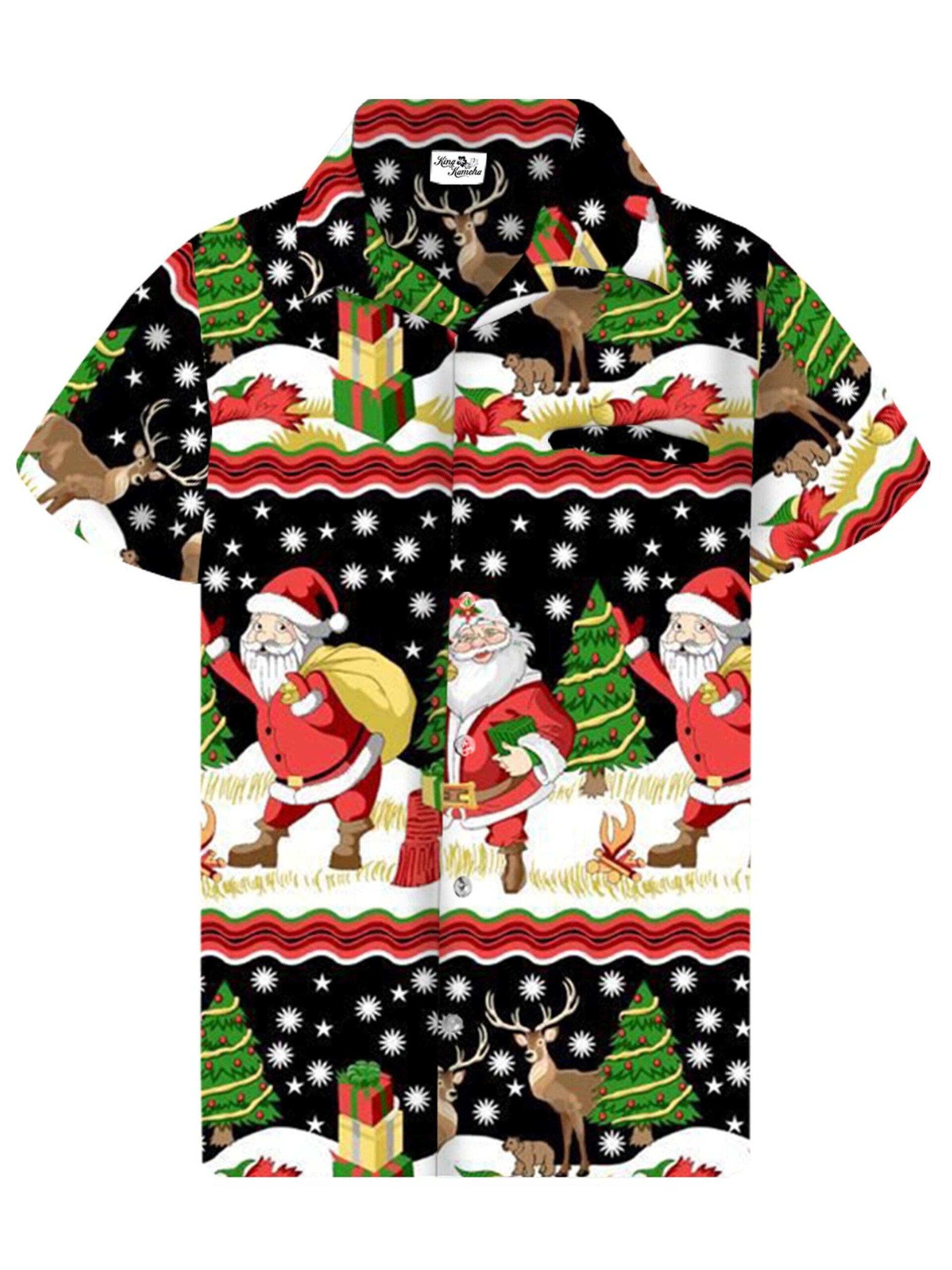King Kameha Skjorta 'Christmas Border Print' herr