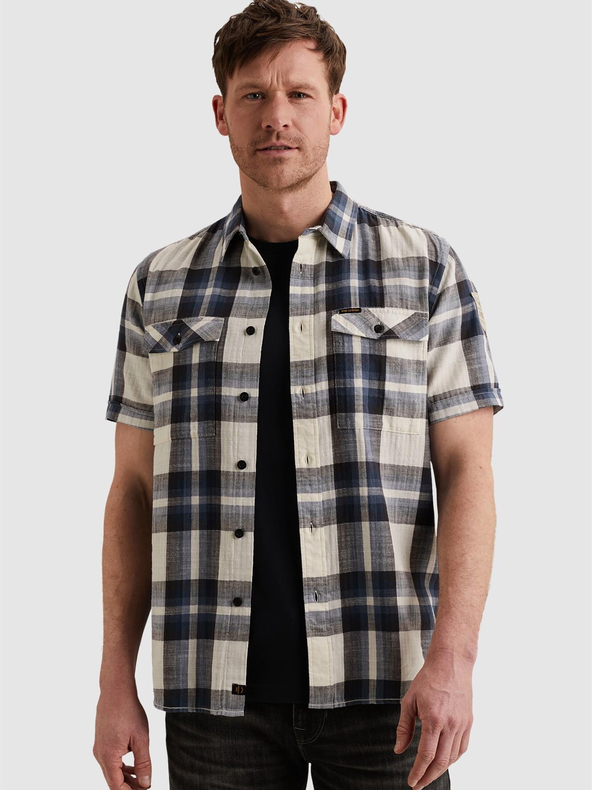 PME Legend Skjorta 'Shirt with check pattern and chest pockets' herr