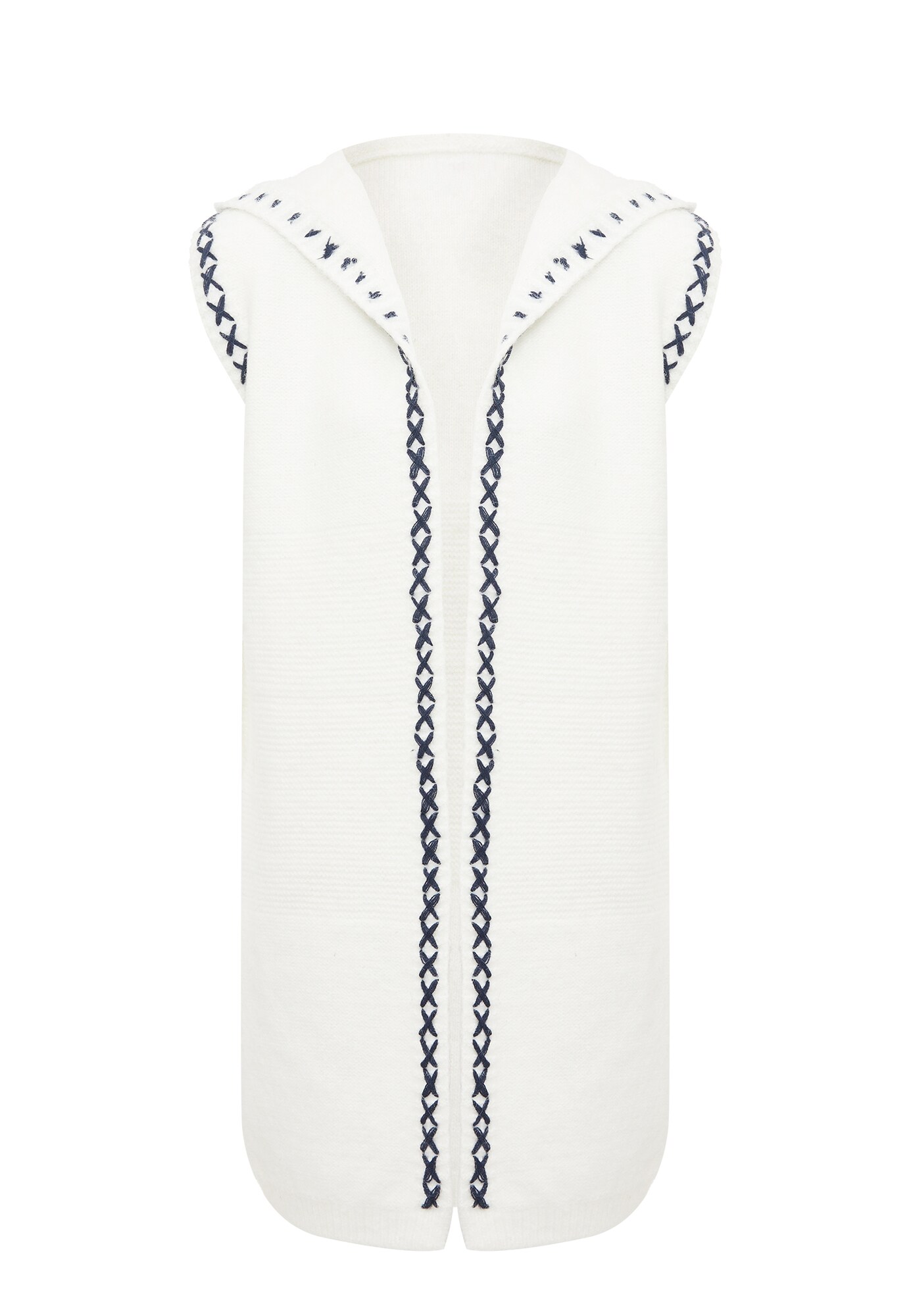 ebeeza Vestă tricotată  albastru marin / alb