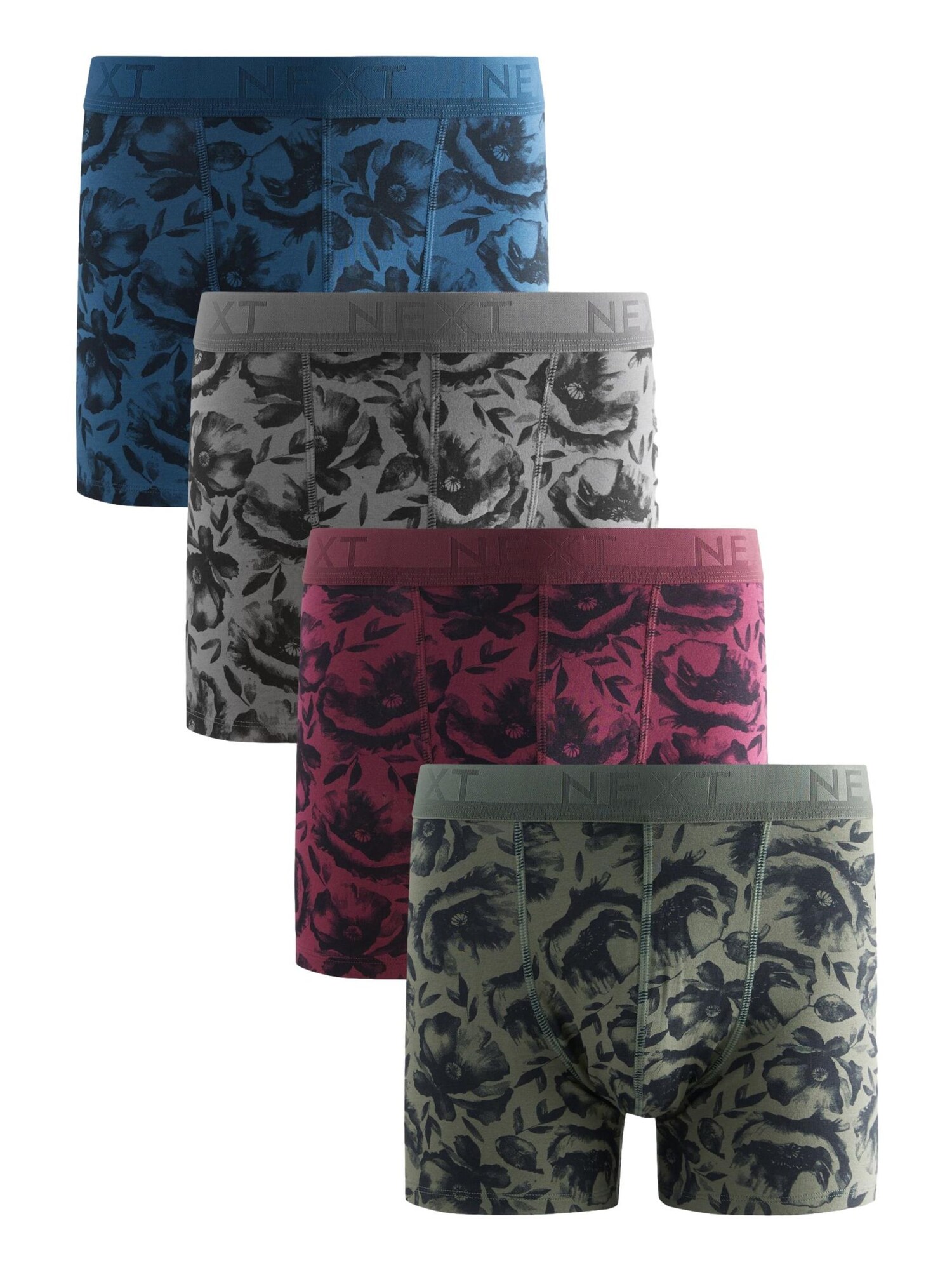 Next Boxeri  albastru regal / gri / kaki / roșu vin