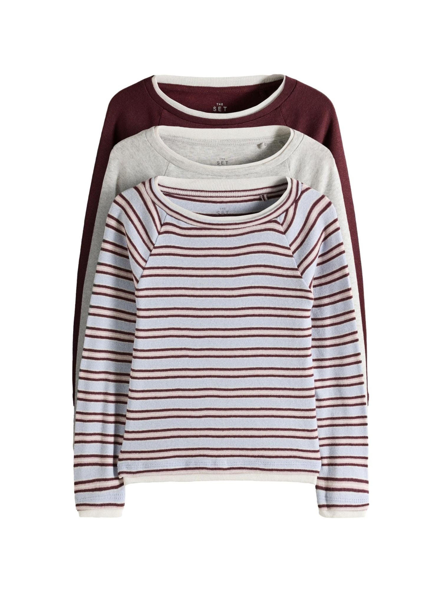 The Set Tricou albastru deschis / gri amestecat / roșu bordeaux / alb