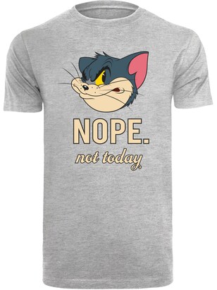 F4NT4STIC Shirt ‘Tom und Jerry Nope Not Today’ Limoen / Grijs gemêleerd / Abrikoos / Zwart