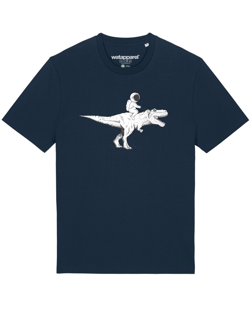 Watapparel T-Shirt ' Astronaut on T-Rex ' Herren Größe 5XL dunkelblau / schwarz / weiß