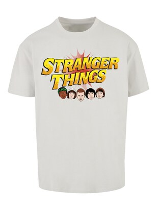 F4NT4STIC Shirt ‘Stranger Things Comic Heads Netflix TV Series’ Bruin / Goudgeel / Lichtgrijs / Zwart