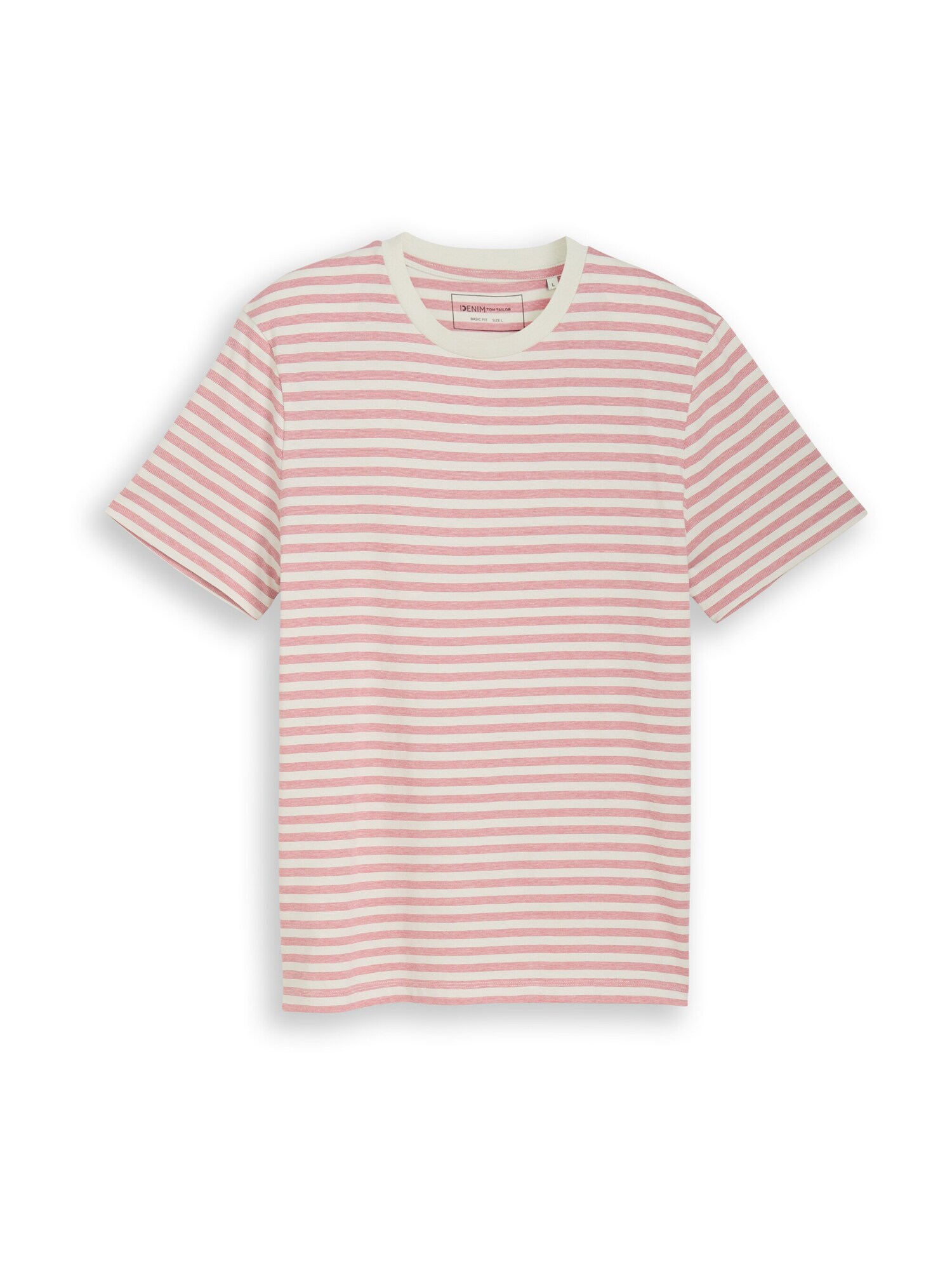 TOM TAILOR DENIM Tricou  roșu deschis / alb murdar