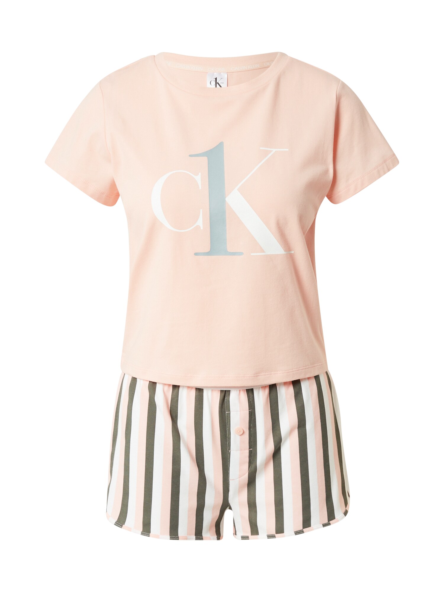 Calvin Klein Underwear Pidžama ar šortiem pelēks / antracīta / aprikožu / balts