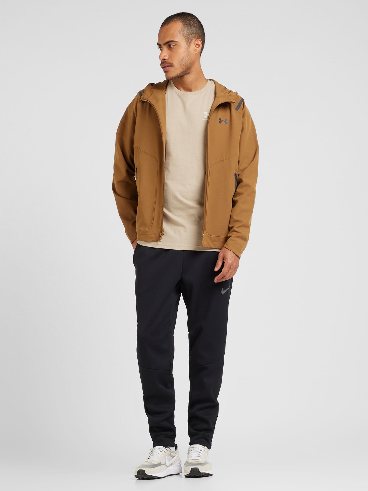 UNDER ARMOUR Funkcionális felső  cappuccinobarna / fehér termék 2. képe