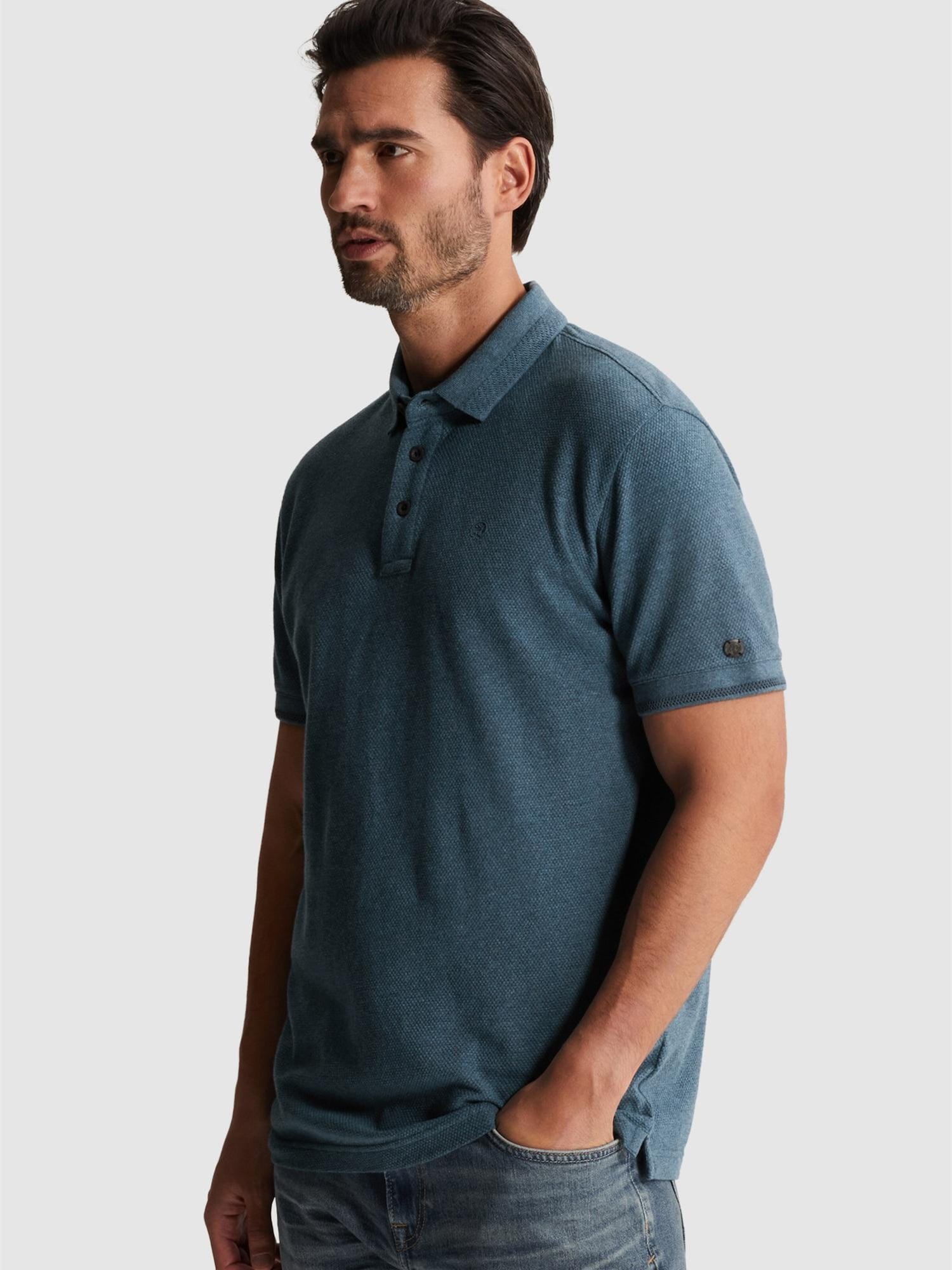 T-shirt 'Slim fit polo shirt with allover texture'