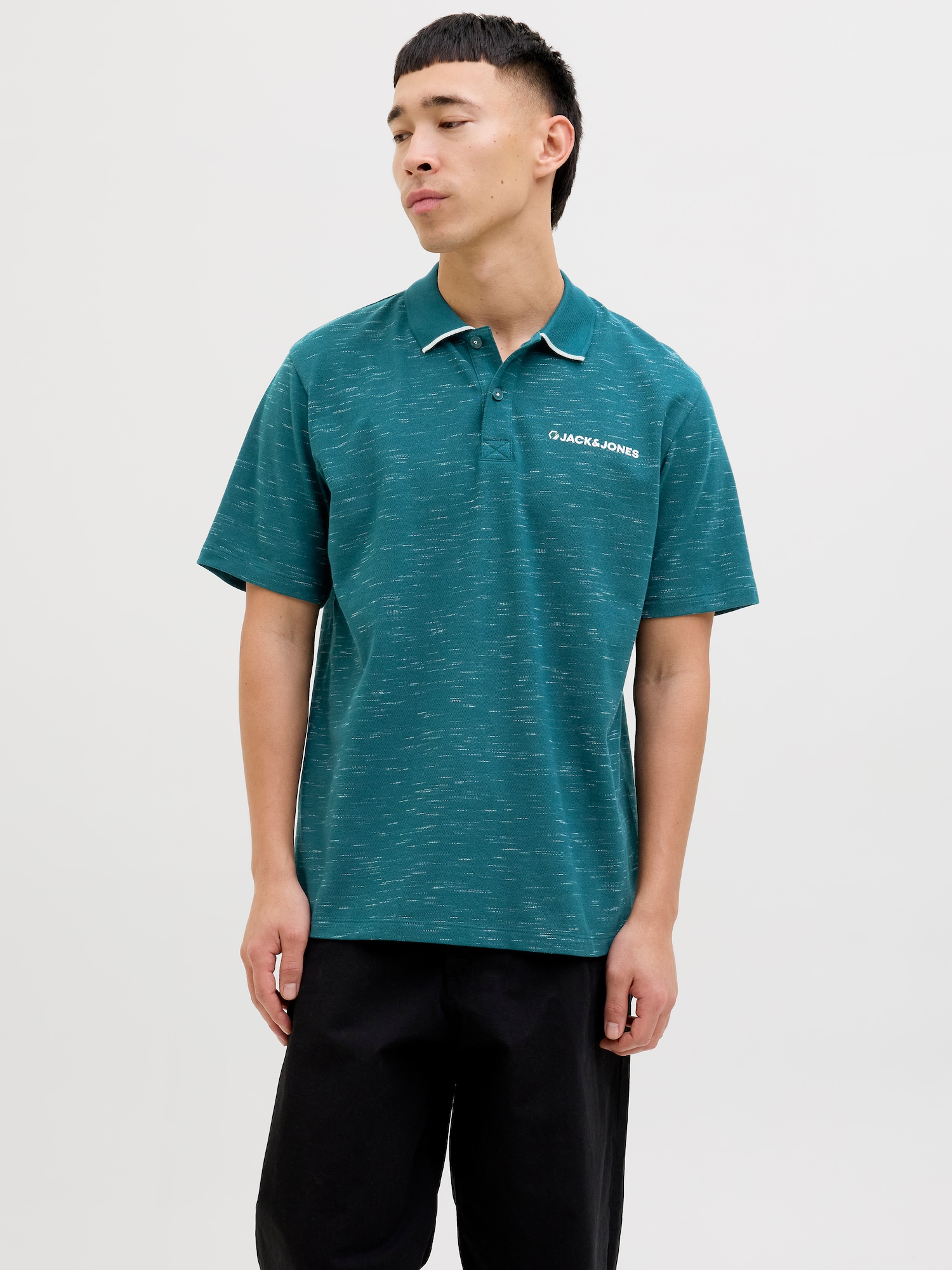 JACK & JONES Póló 'JCOLogan'  sötétzöld / fehér termék 2. képe