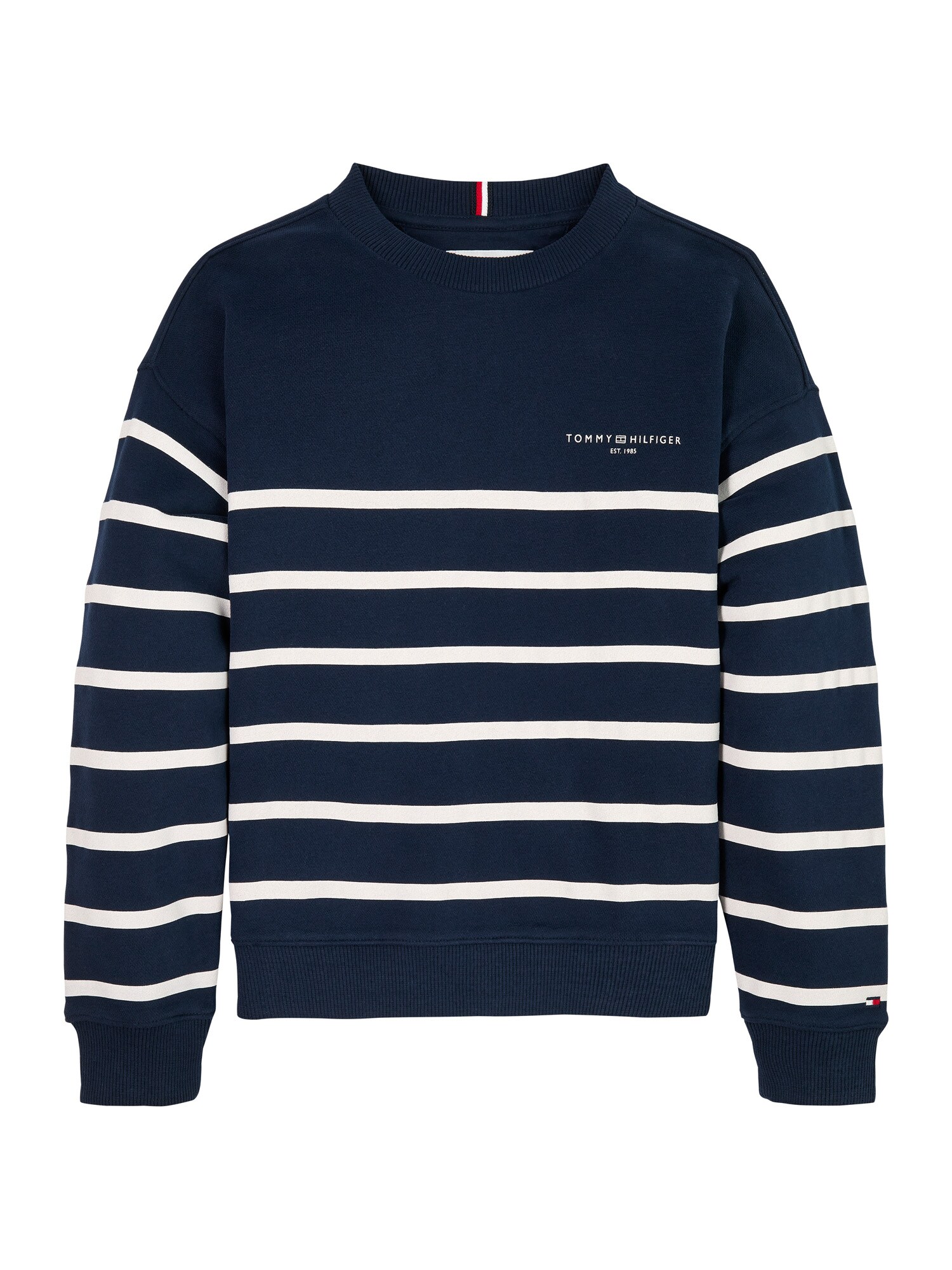 TOMMY HILFIGER Bluză de molton  bleumarin / alb