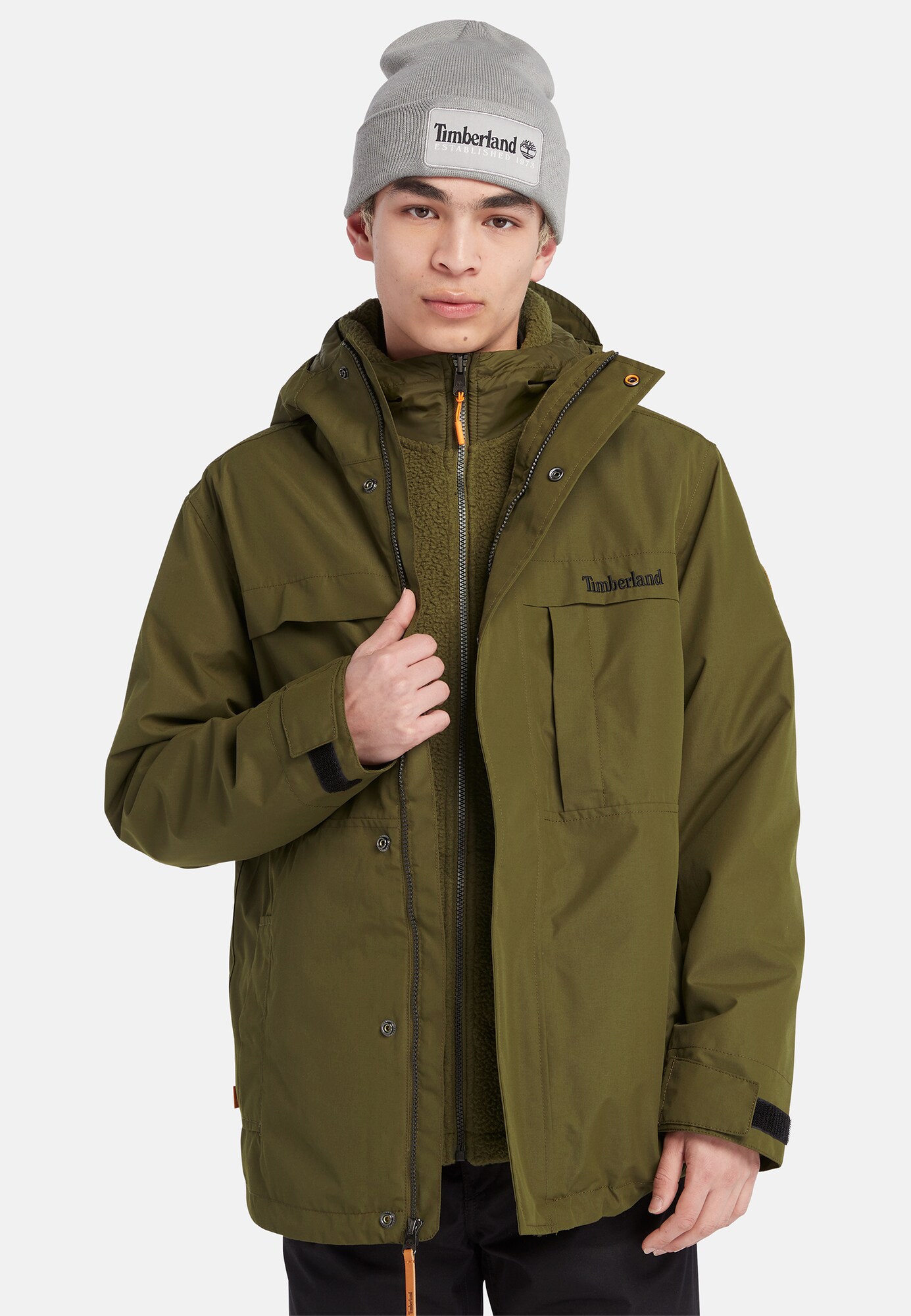 TIMBERLAND Átmeneti parka  zöld melír / narancs / fekete termék 2. képe