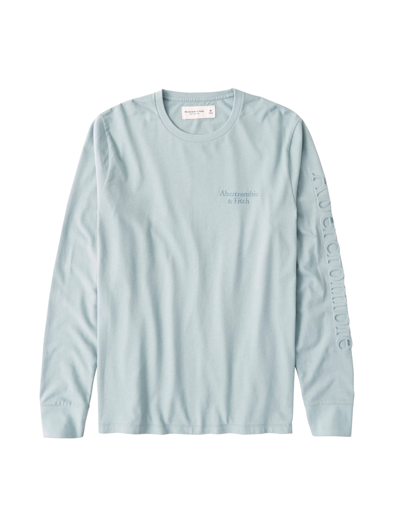 Abercrombie & Fitch Marškinėliai 'LS EMBOSSS UPPER TIER'  šviesiai mėlyna