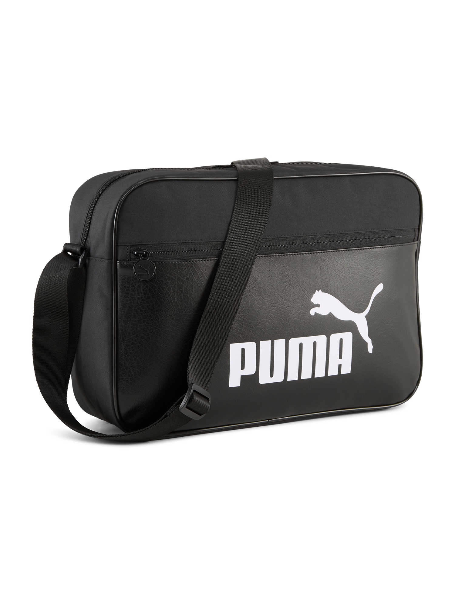 PUMA Geantă de umăr Campus  negru / alb