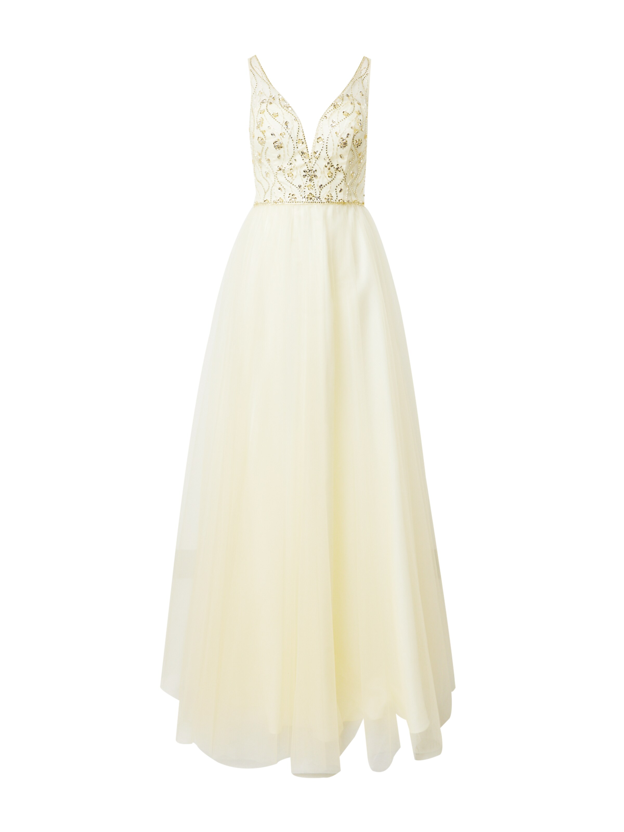 Unique Večernja haljina pastelno žuta / zlatna